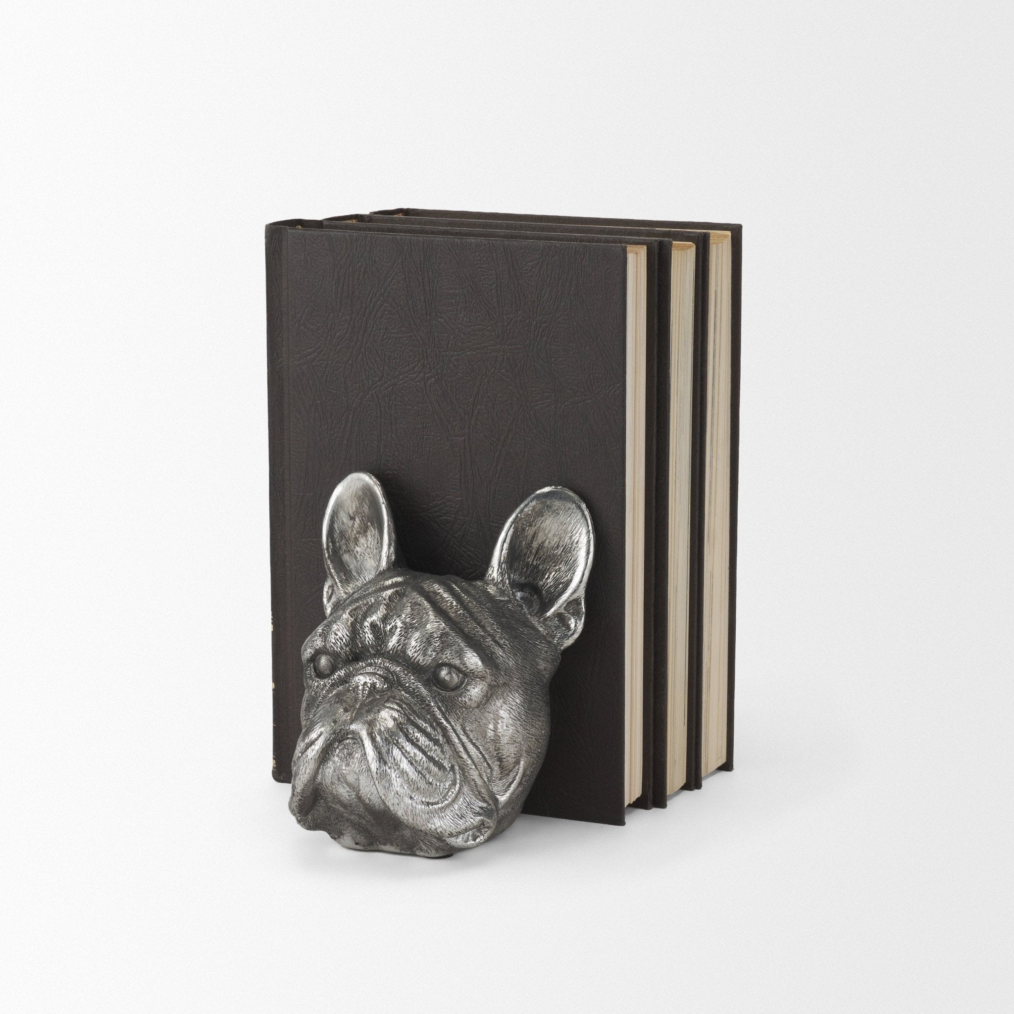 Bruno (Set of 2) 5L x 5W Silver American Bulldog Bookends - Central Designs