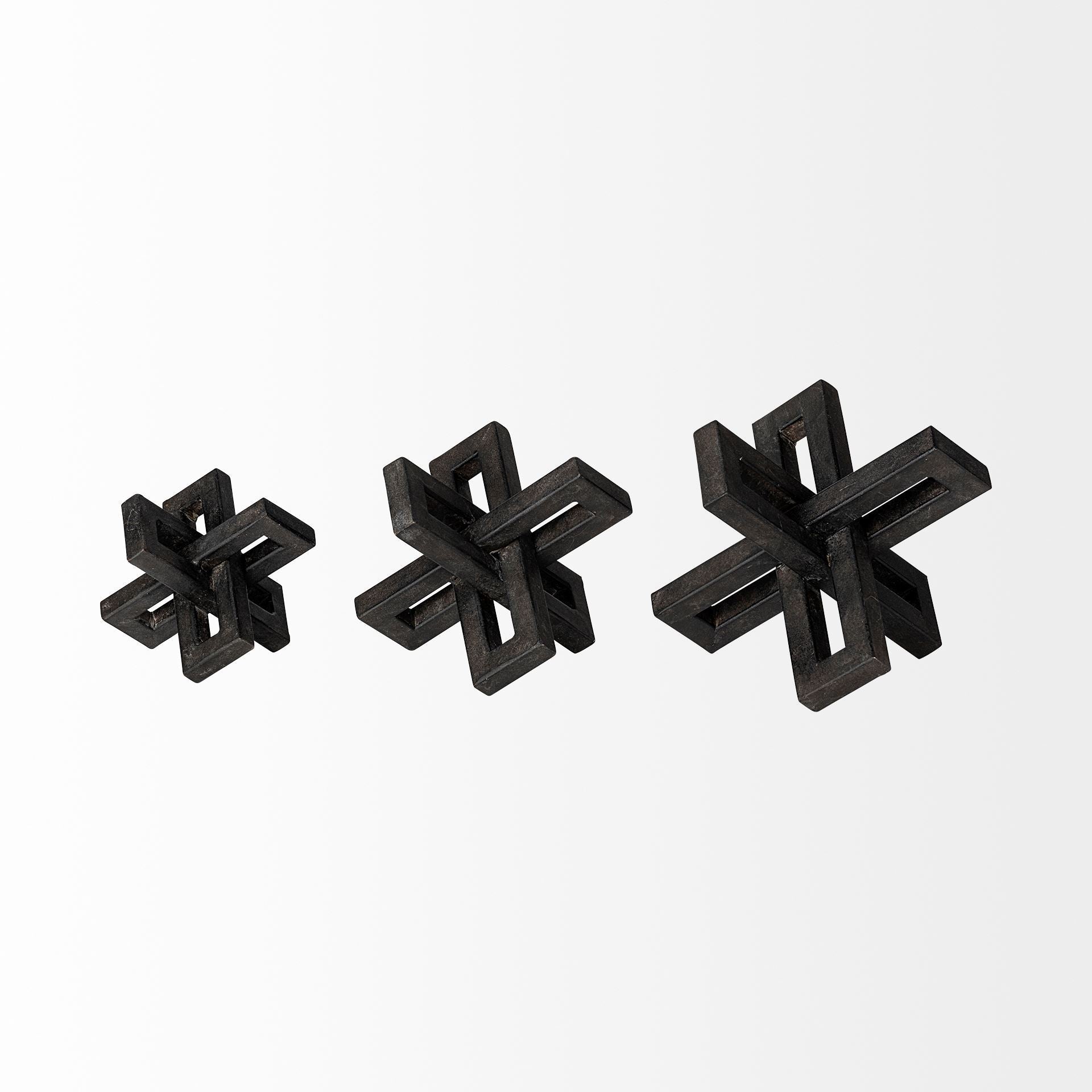 Aleph (Set of 3) Black Metal Small Medium & Large Jacks - Central Designs