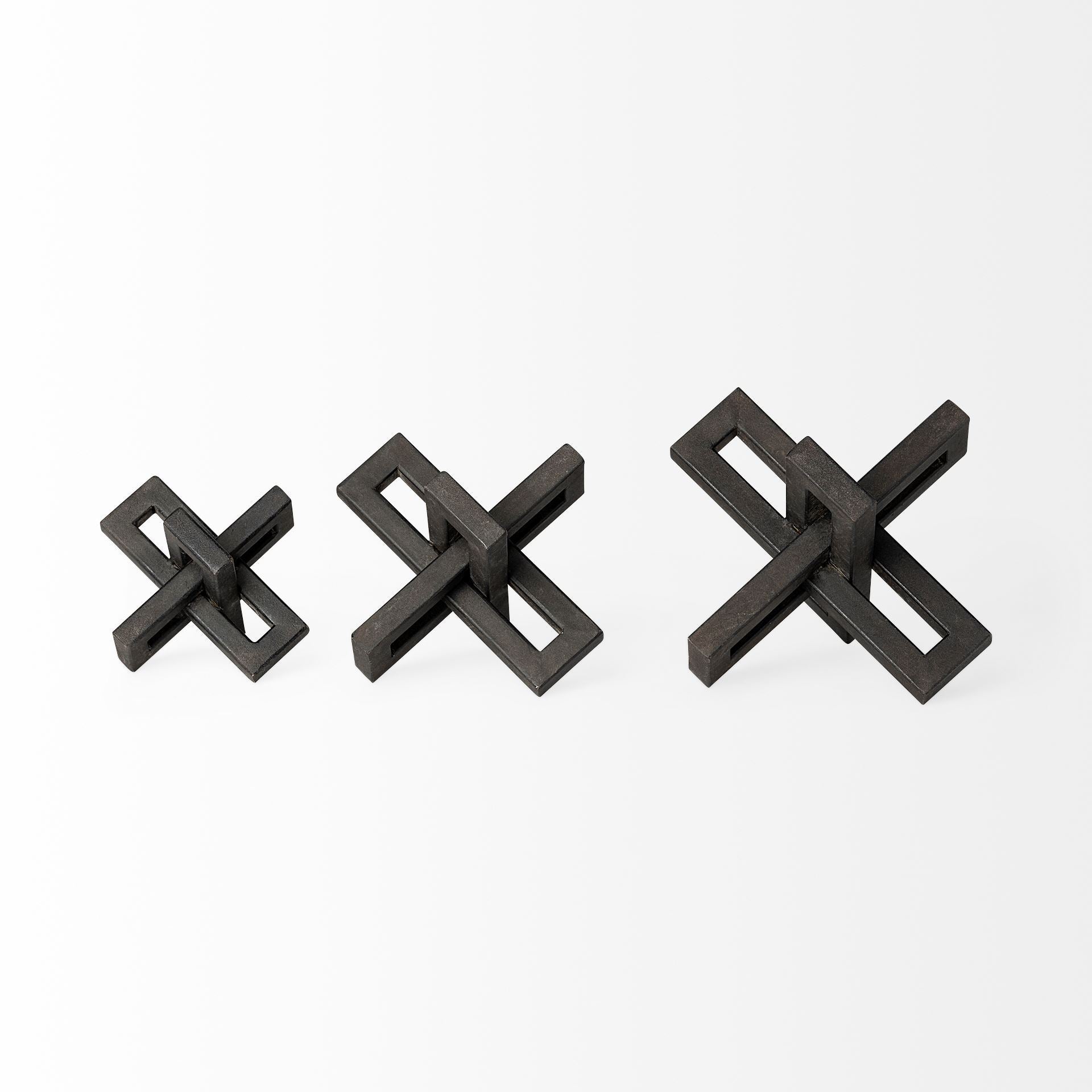 Aleph (Set of 3) Black Metal Small Medium & Large Jacks - Central Designs