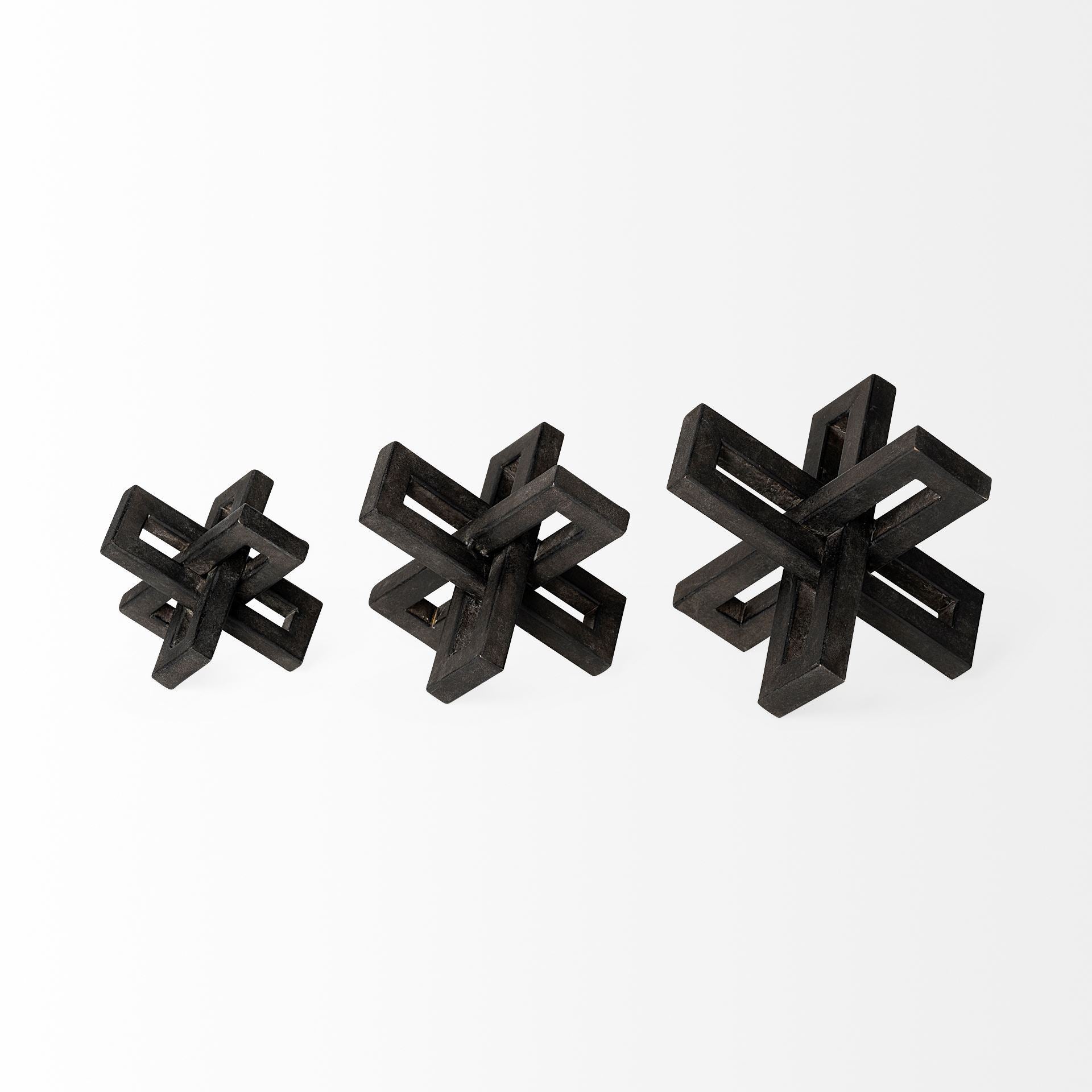 Aleph (Set of 3) Black Metal Small Medium & Large Jacks - Central Designs