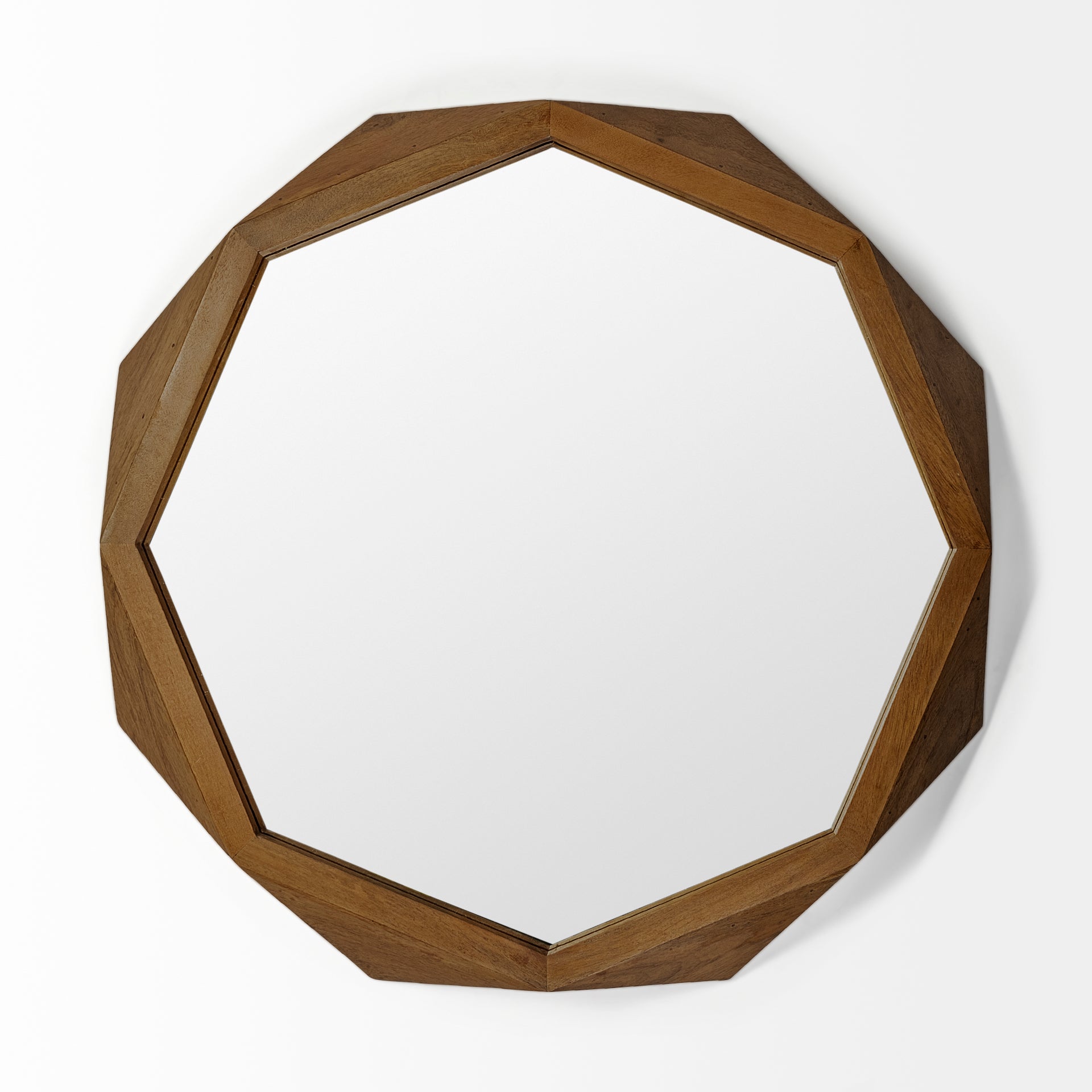 Aramis II 41L x 41H Octagon Brown Wood Frame Wall Mirror - Central Designs