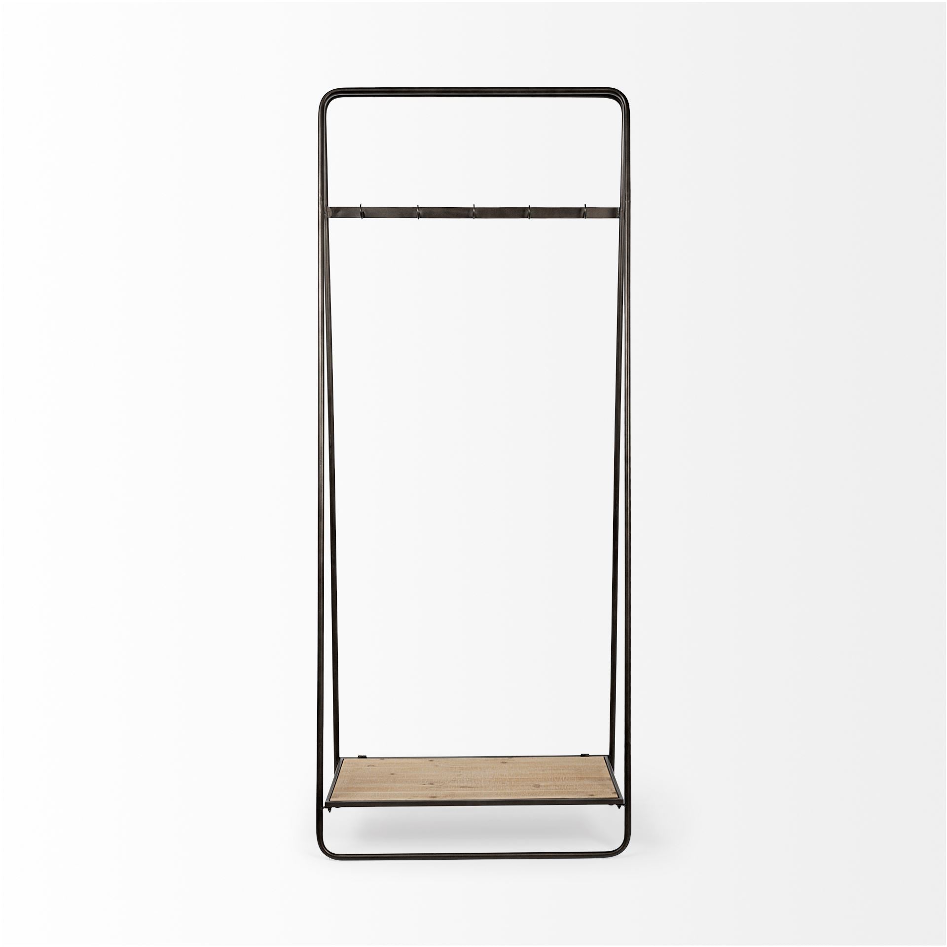 Carell 31L x 18W Black Metal And Wood Shelf Hall Tree - Central Designs