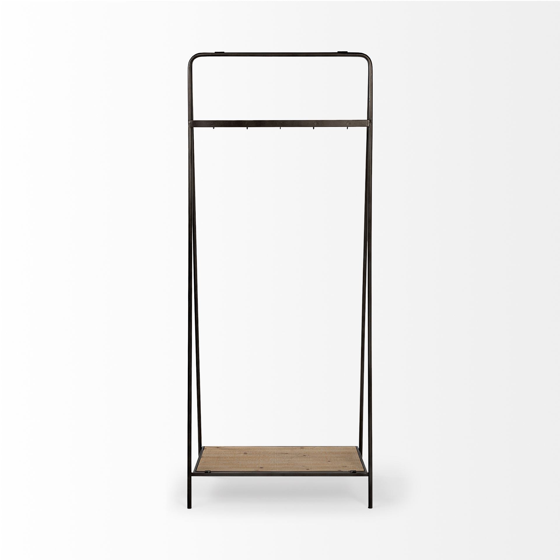 Carell 31L x 18W Black Metal And Wood Shelf Hall Tree - Central Designs