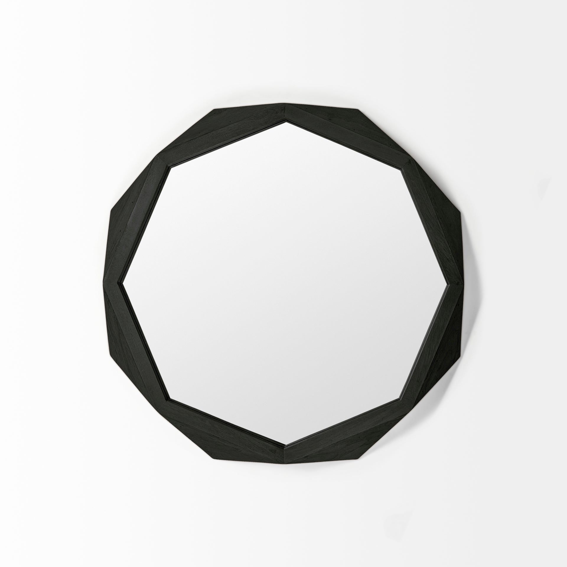 Aramis I 32" Octagon Black Wood Frame Wall Mirror - Central Designs