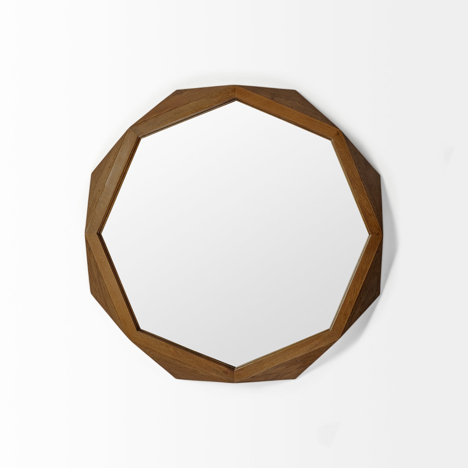 Aramis I 32" Octagon Brown Wood Frame Wall Mirror - Central Designs