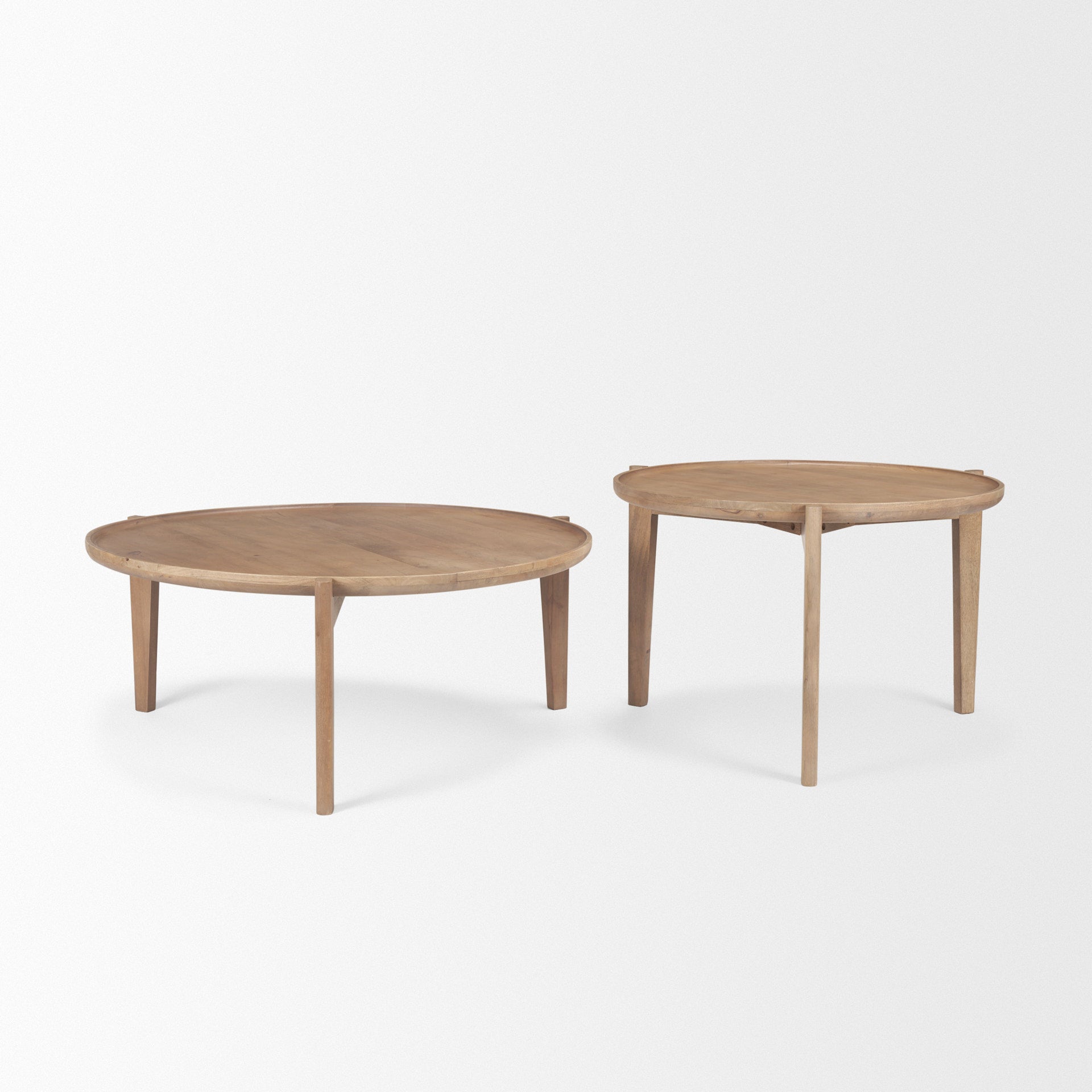 Cleaver (Set of 2) 40" & 31" Round Brown Solid Wood Nesting Coffee Tables - Central Designs