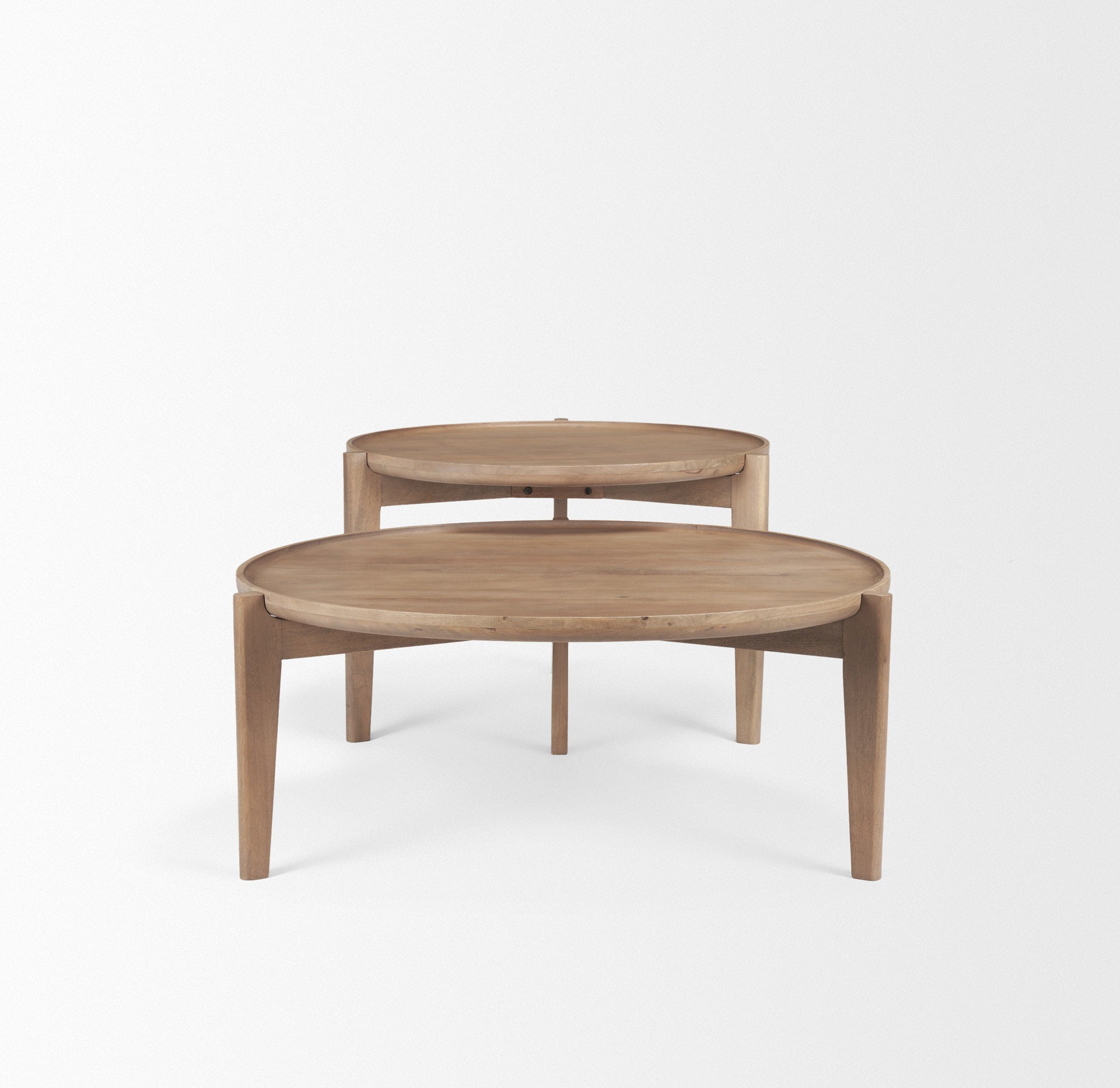 Cleaver (Set of 2) 40" & 31" Round Brown Solid Wood Nesting Coffee Tables - Central Designs