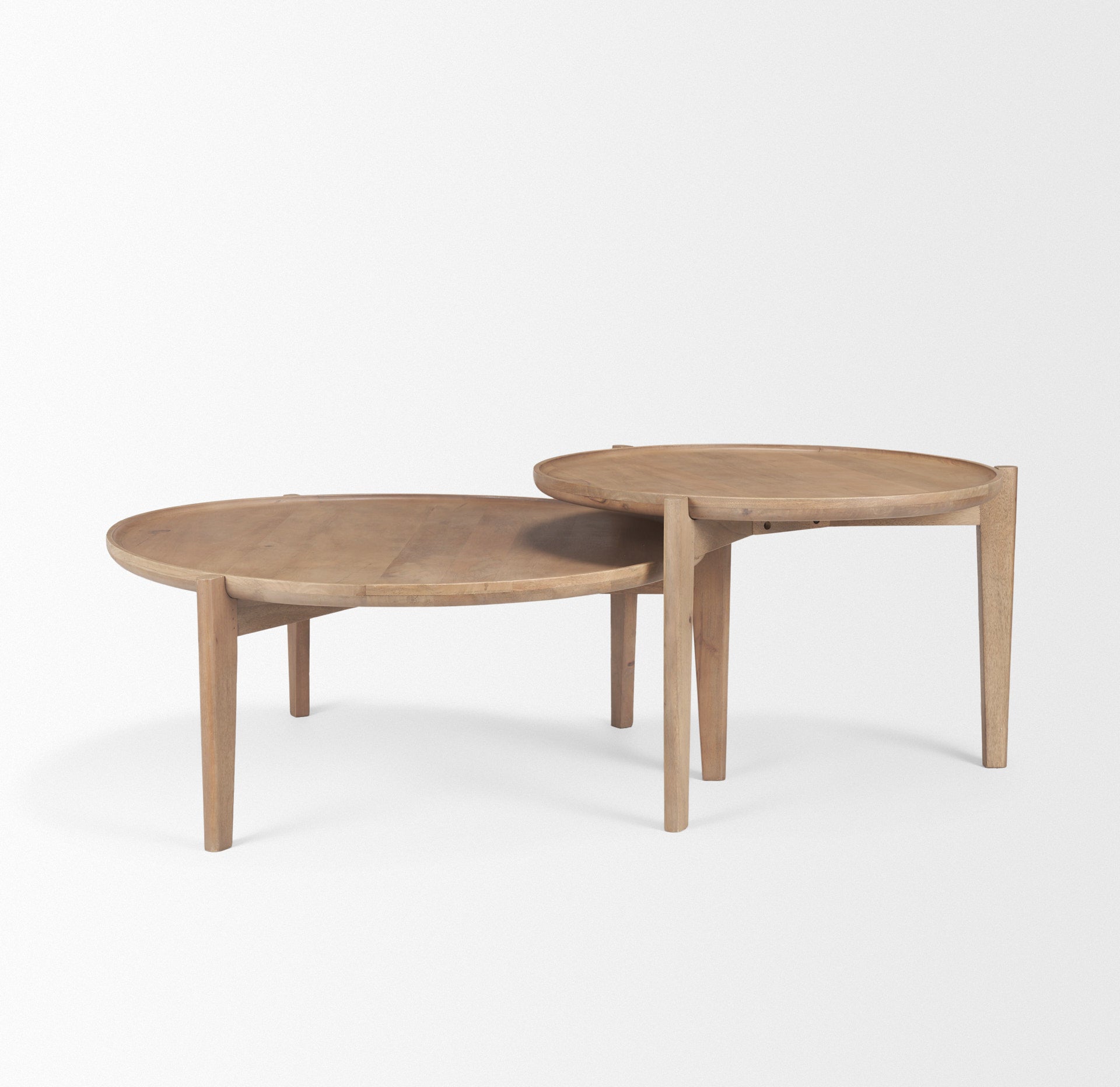 Cleaver (Set of 2) 40" & 31" Round Brown Solid Wood Nesting Coffee Tables - Central Designs