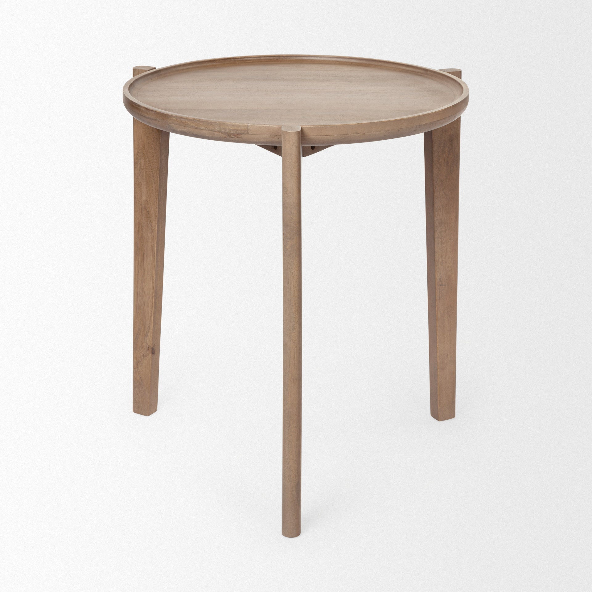 Cleaver I 22 x 24 Round Top Brown Solid Wood Accent Table - Central Designs