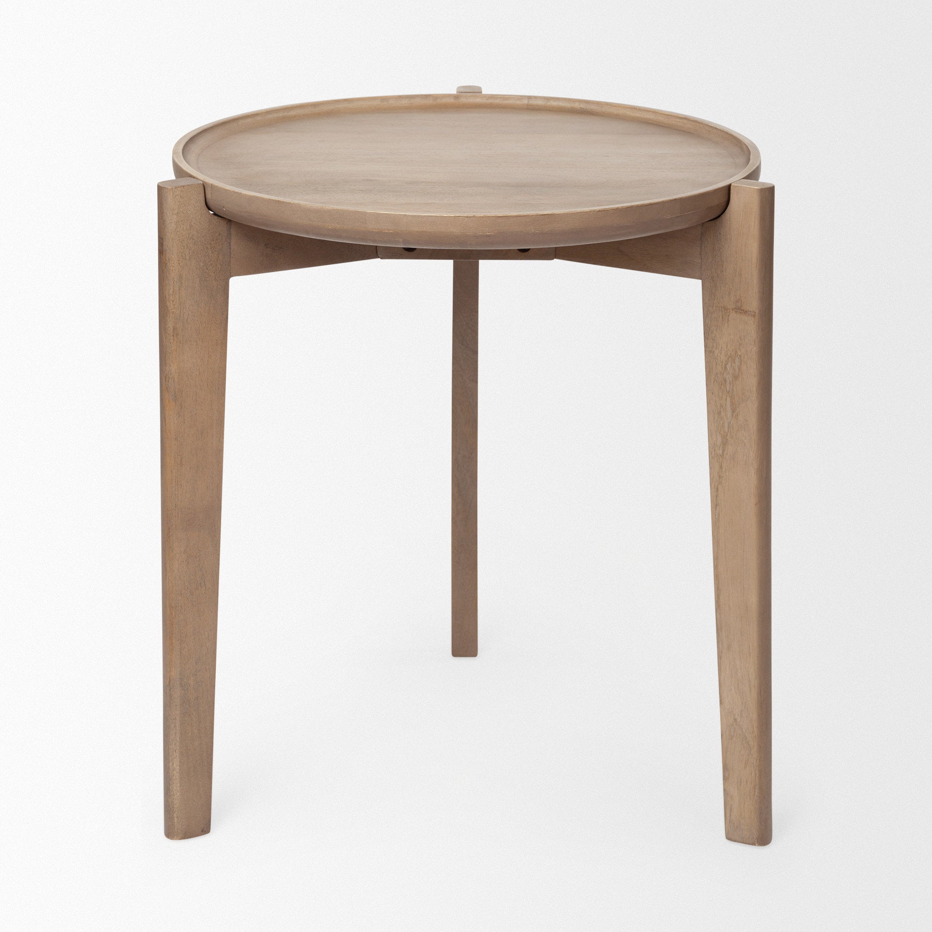 Cleaver I 22 x 24 Round Top Brown Solid Wood Accent Table - Central Designs