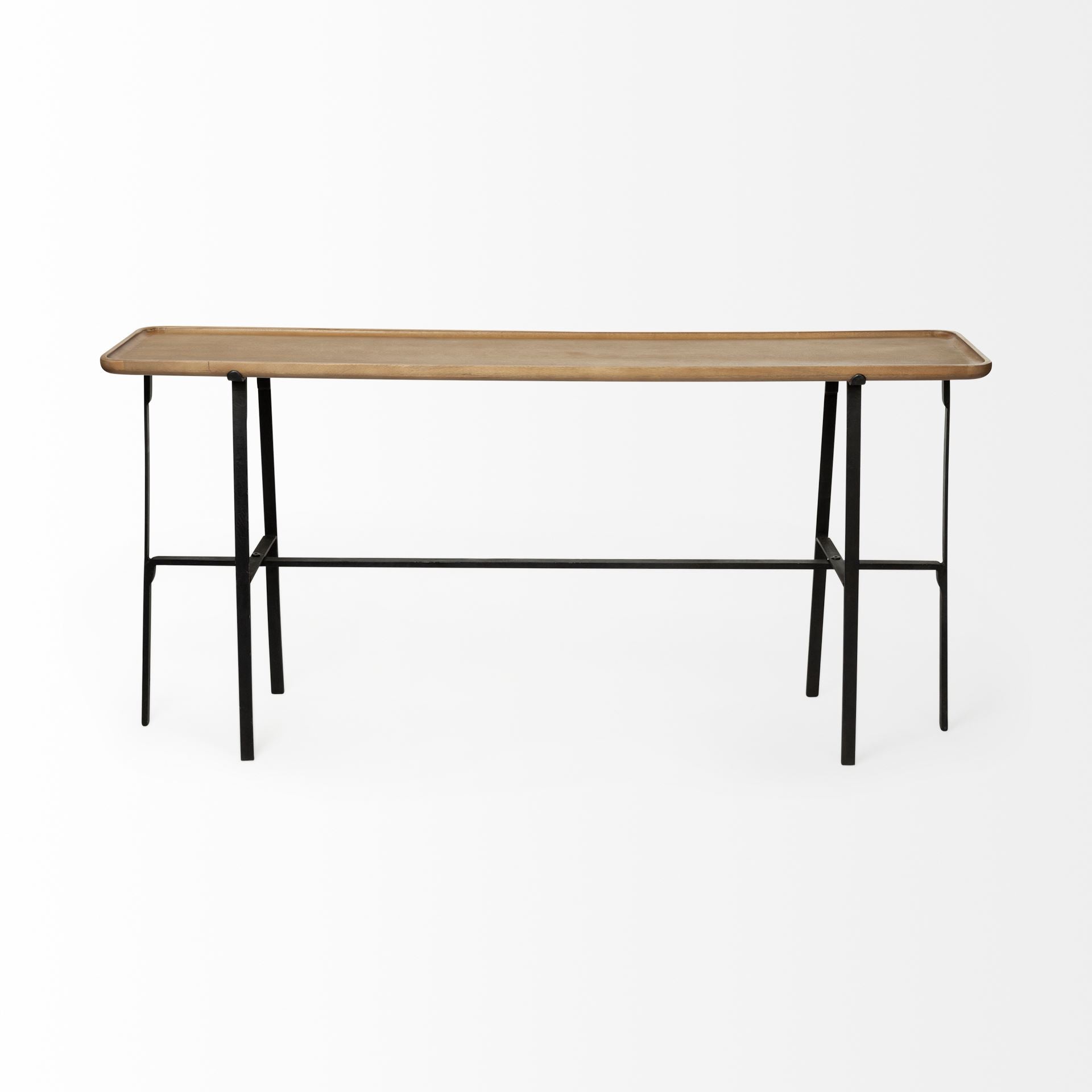 Helios II 60L x 14W x 29H Rectangular Brown Raised Edge Top Console Table - Central Designs