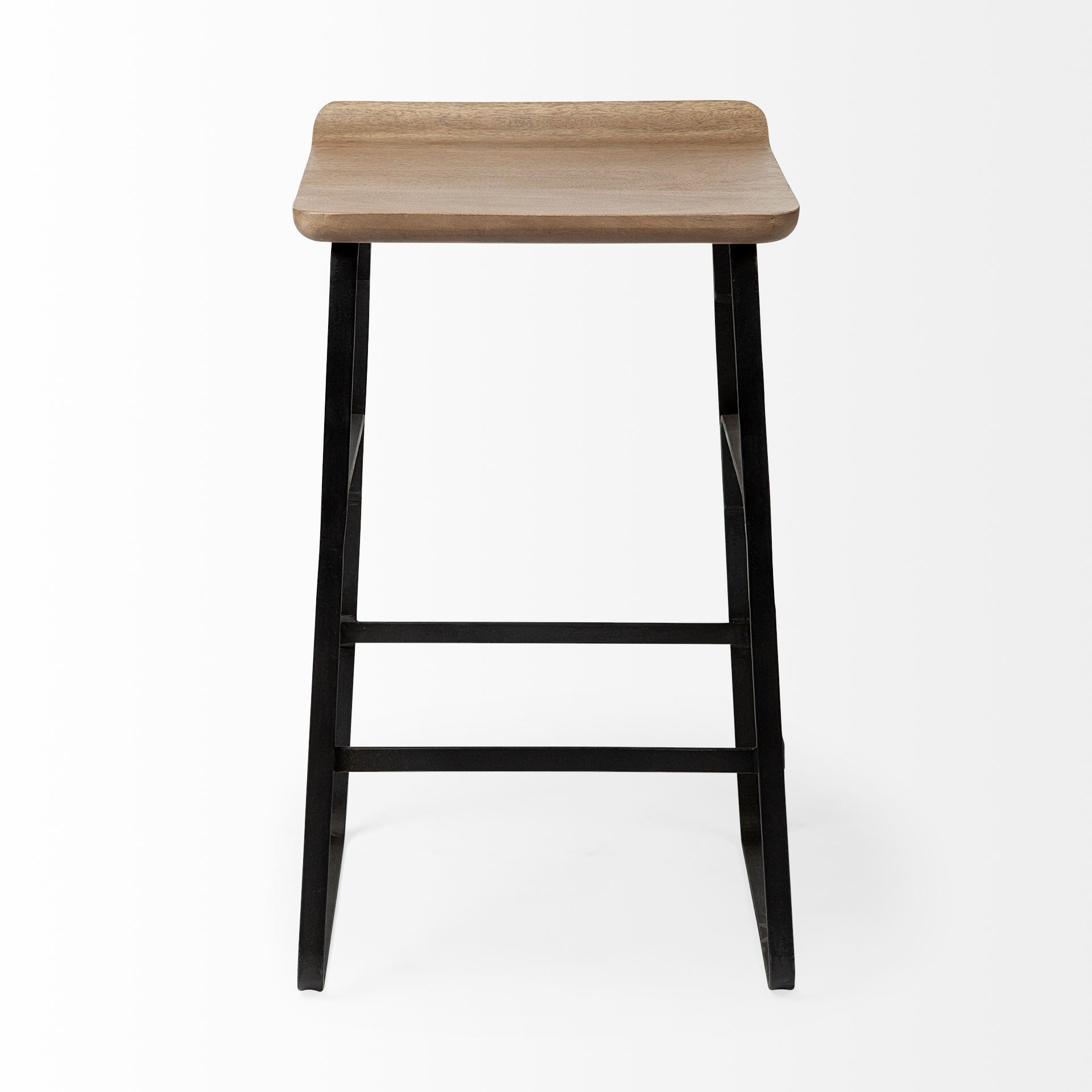Conan 25" Seat Height Brown Wood Seat Black Metal Frame Counter Stool - Central Designs