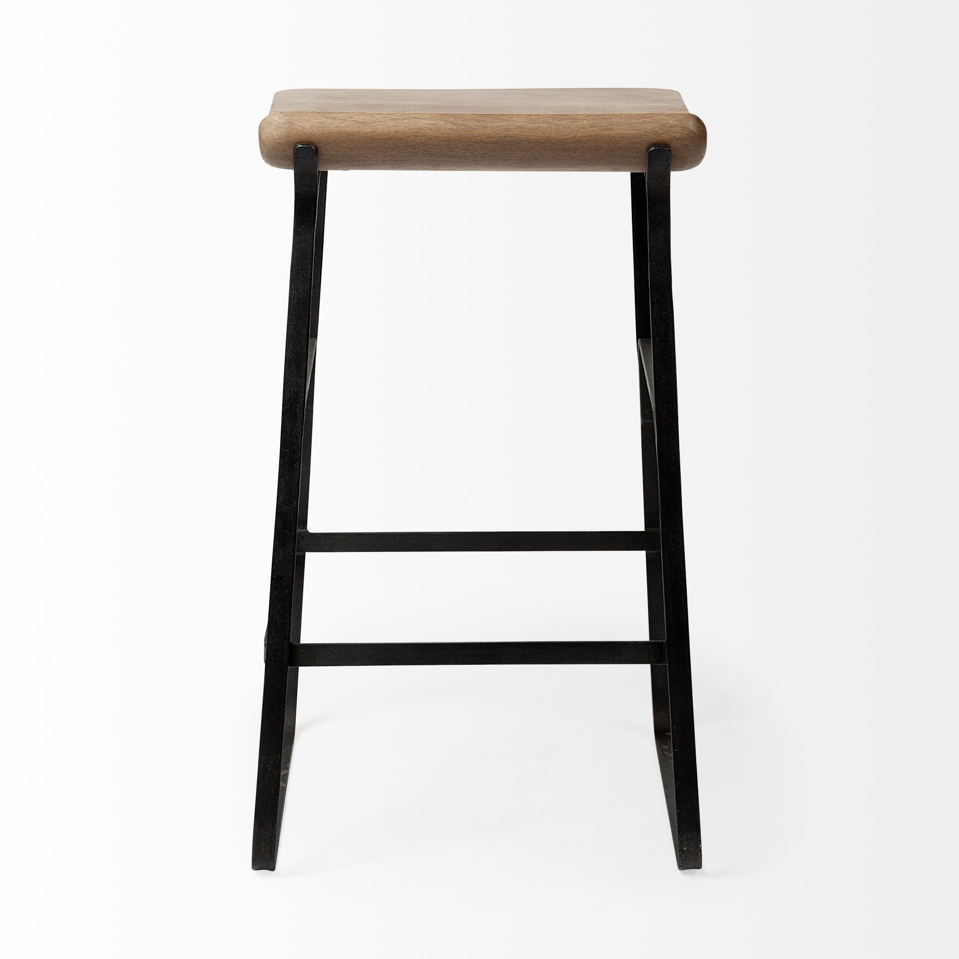 Conan 25" Seat Height Brown Wood Seat Black Metal Frame Counter Stool - Central Designs