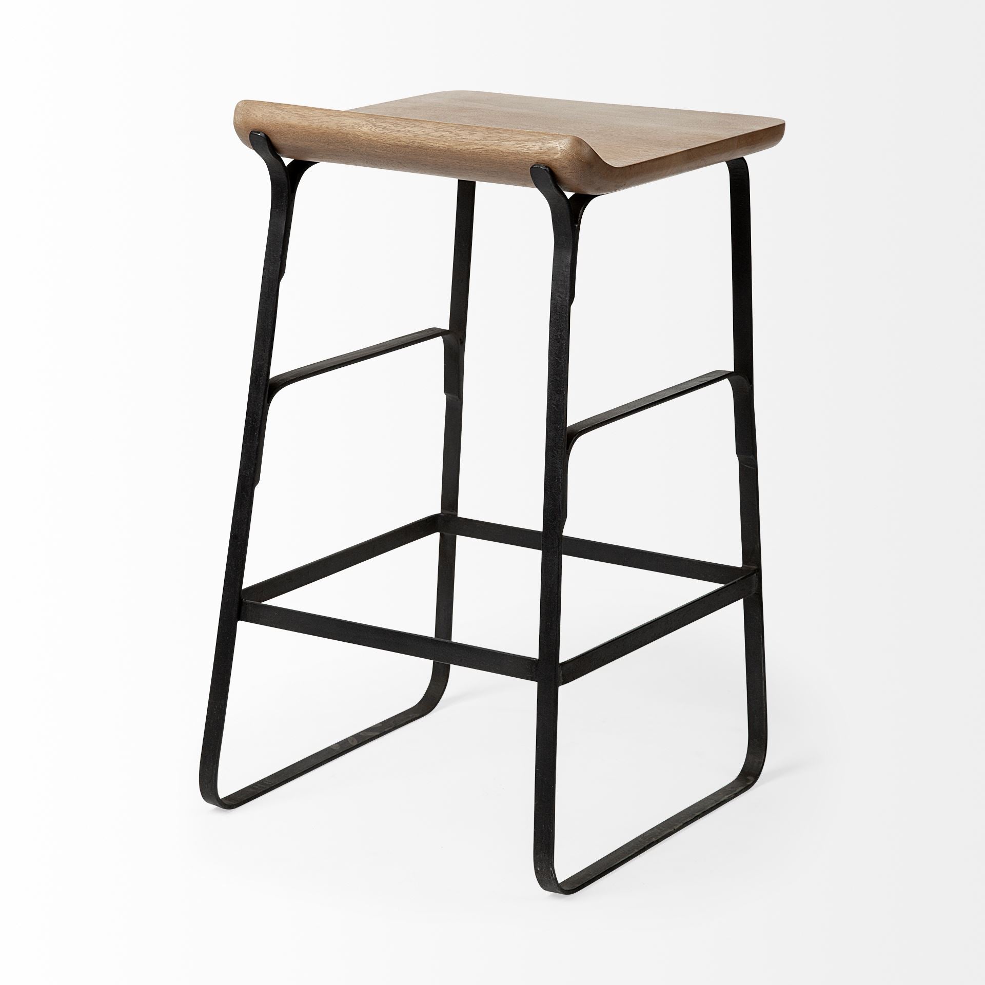 Conan 25" Seat Height Brown Wood Seat Black Metal Frame Counter Stool - Central Designs