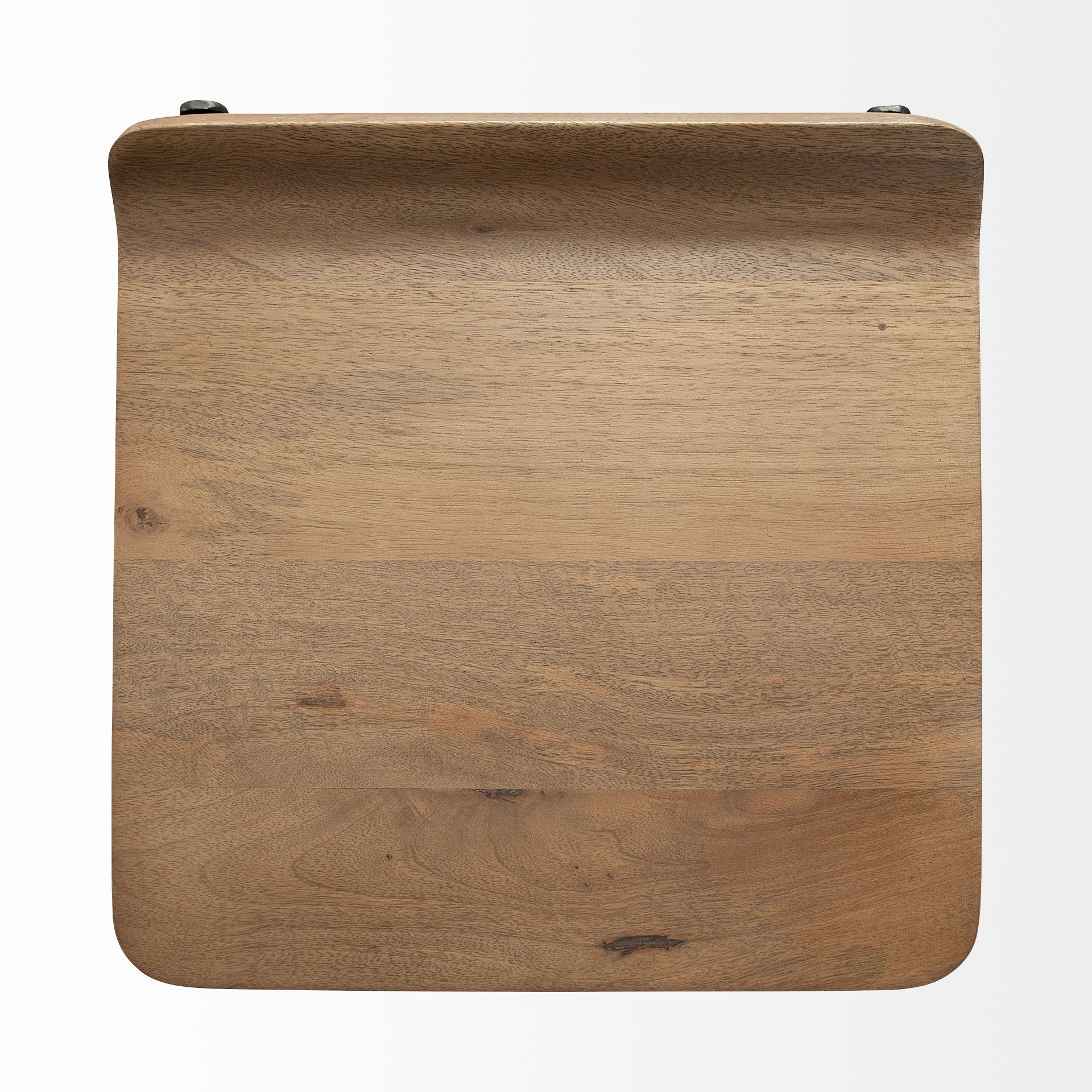 Conan 25" Seat Height Brown Wood Seat Black Metal Frame Counter Stool - Central Designs