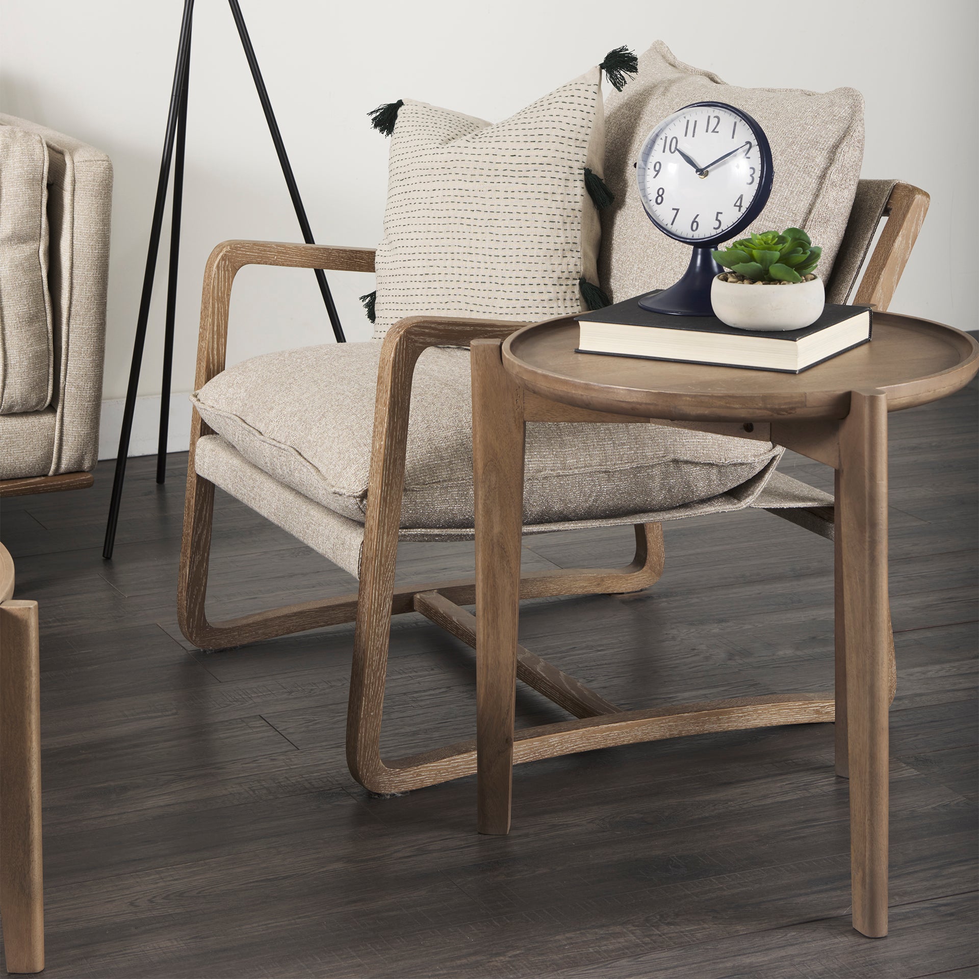 Cleaver I 22 x 24 Round Top Brown Solid Wood Accent Table - Central Designs