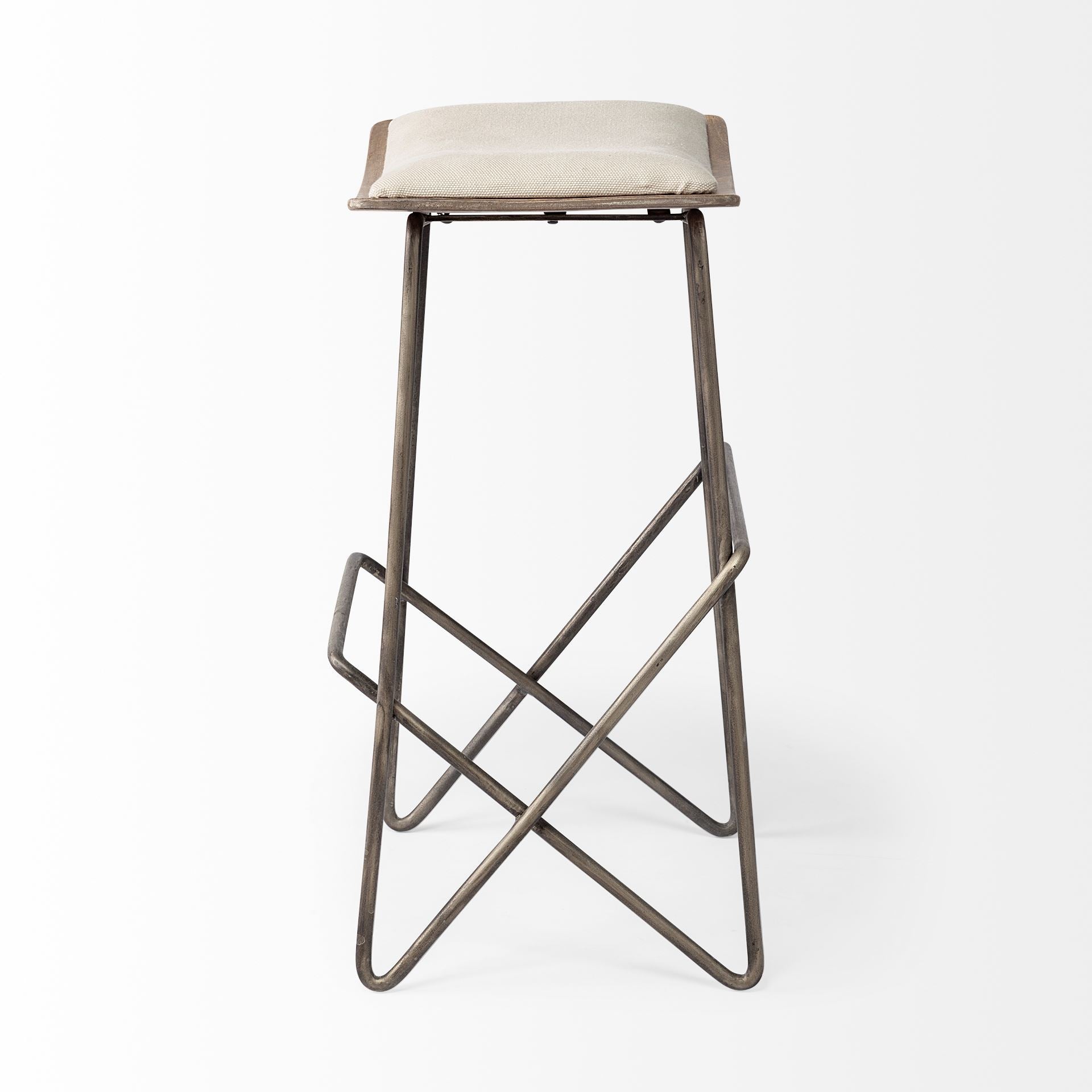 Katniss 26" Total Height Cream Fabric Seat Gold Metal Frame Counter Stool