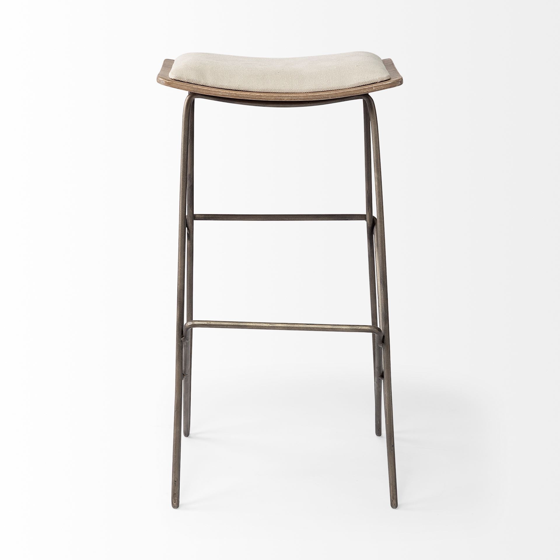 Katniss 30" Total Height Cream Fabric Seat Gold Metal Frame Bar Stool