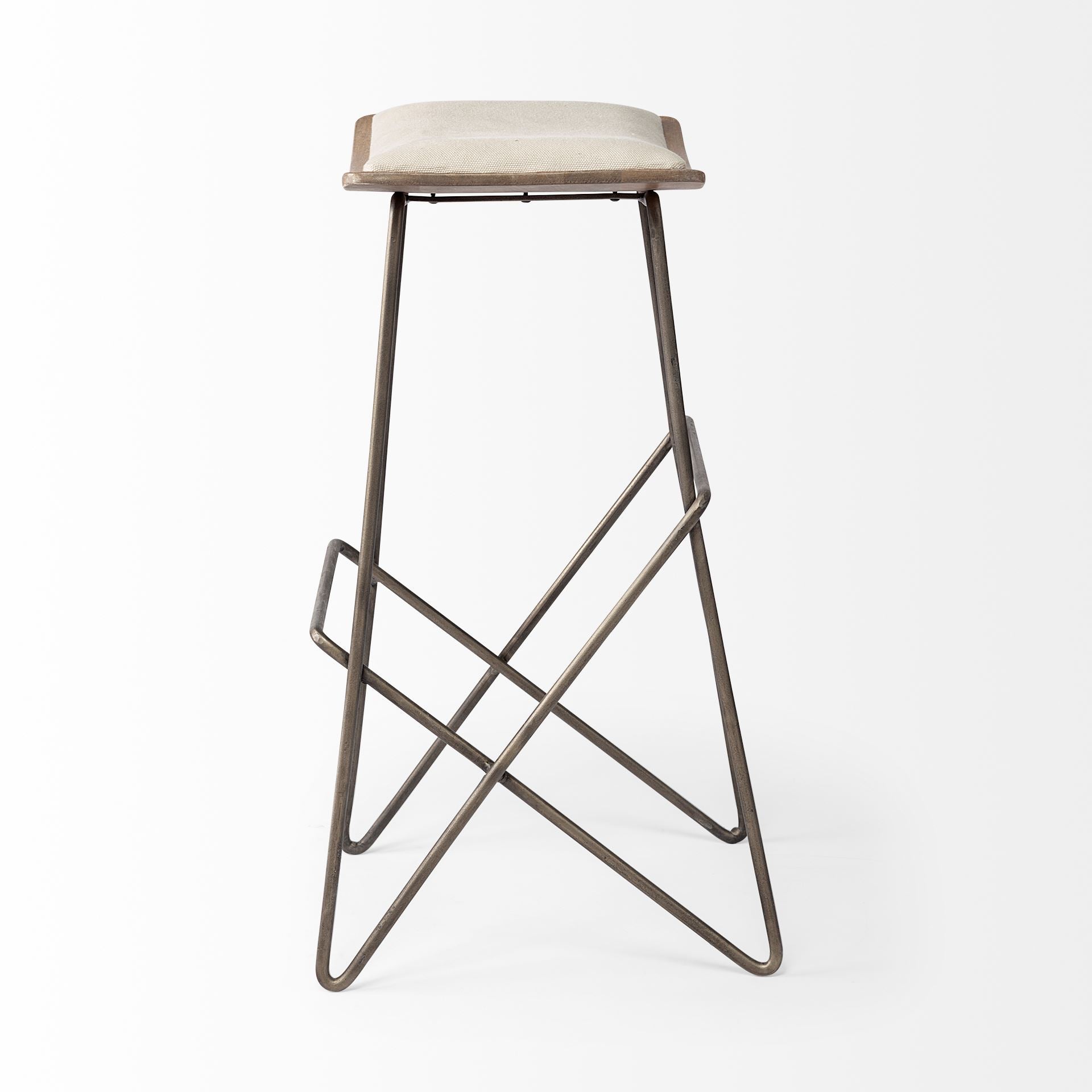 Katniss 30" Total Height Cream Fabric Seat Gold Metal Frame Bar Stool