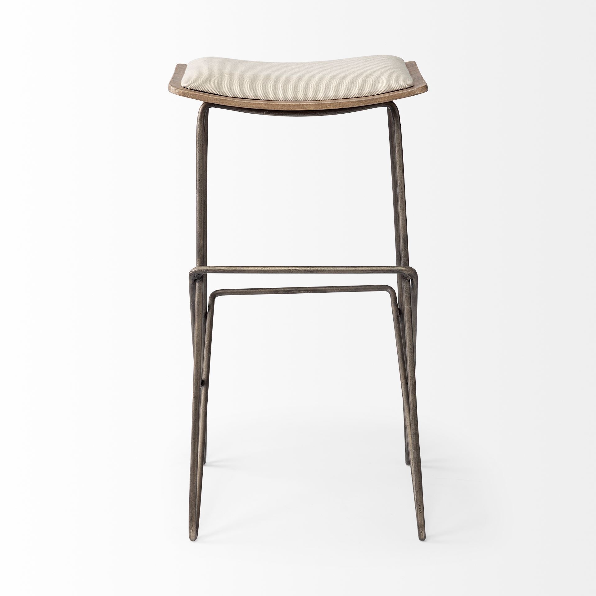 Katniss 30" Total Height Cream Fabric Seat Gold Metal Frame Bar Stool