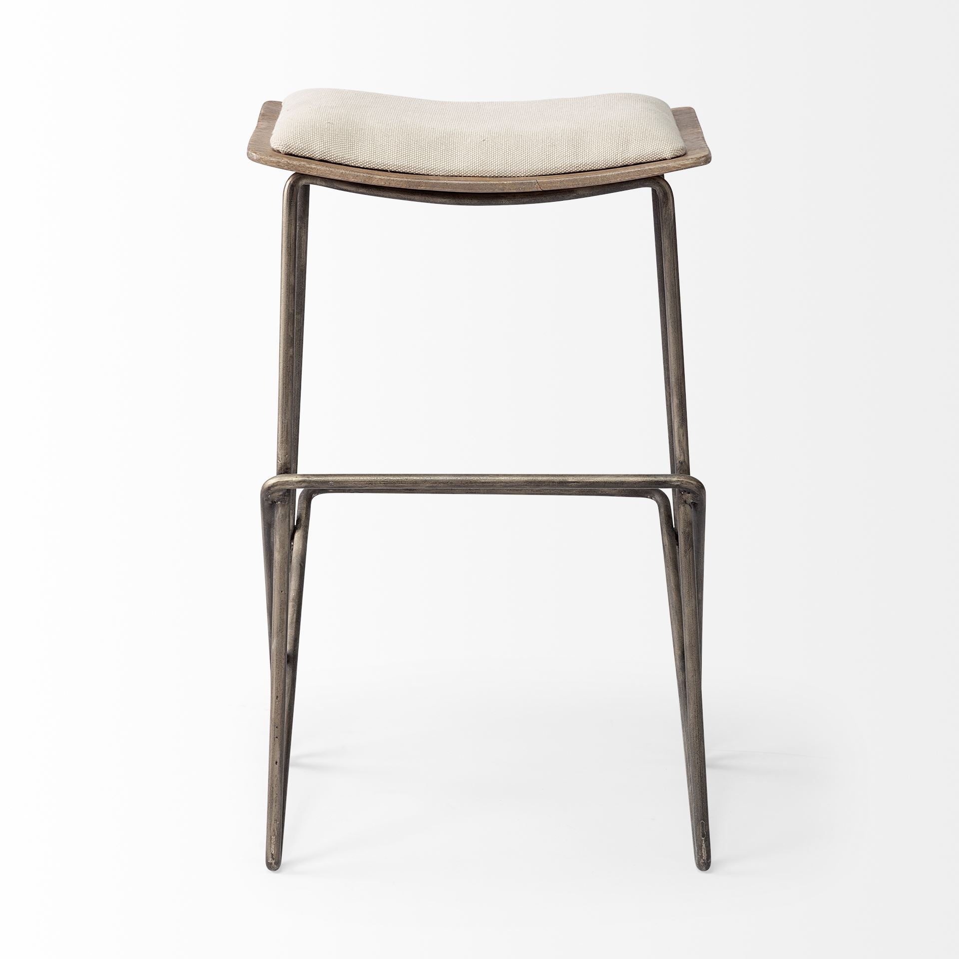 Katniss 26" Total Height Cream Fabric Seat Gold Metal Frame Counter Stool