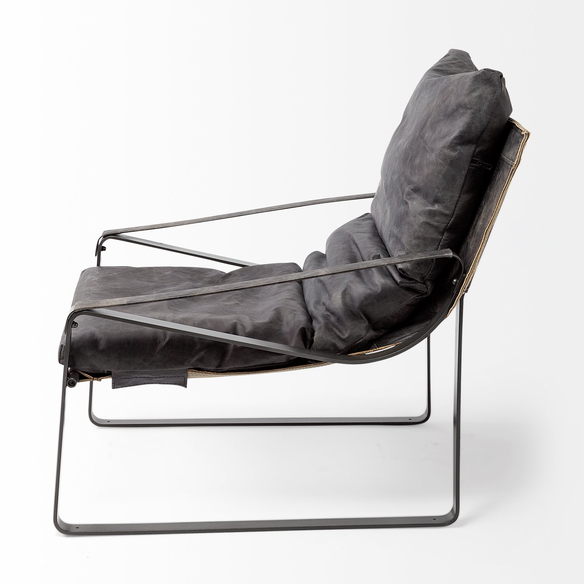 Hornet II Black Leather Body Metal Frame Accent Chair