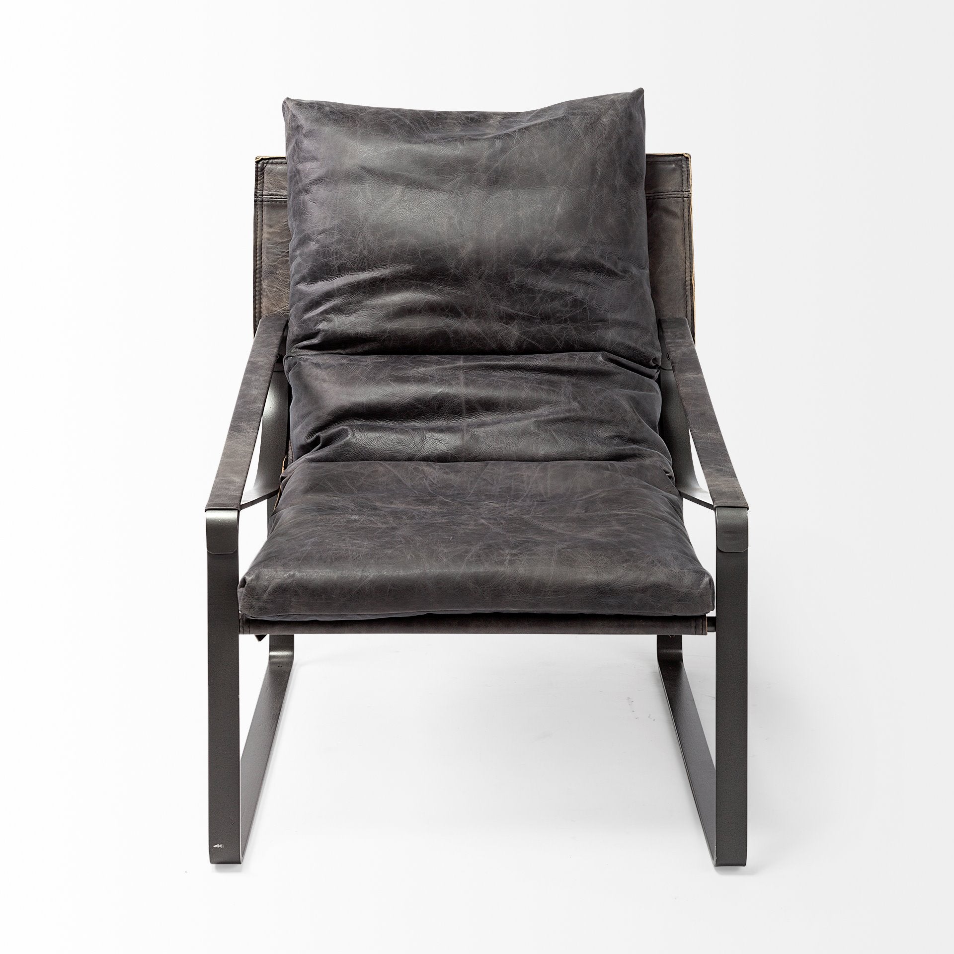 Hornet II Black Leather Body Metal Frame Accent Chair
