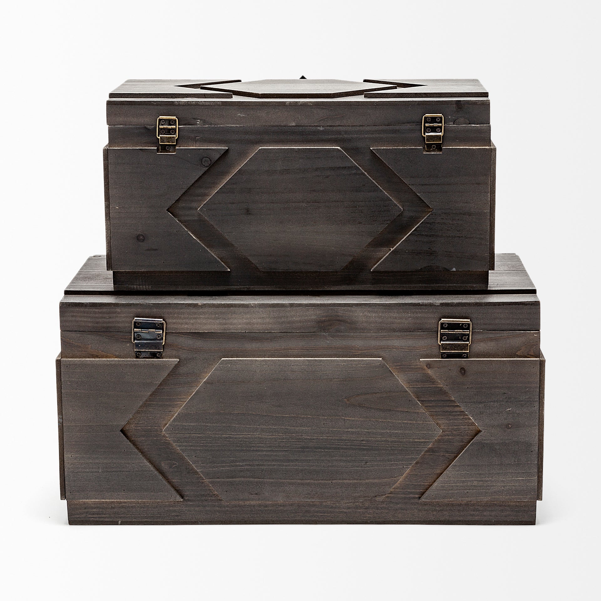 Cassia Set of 2 Brown Wooden Boxes - Central Designs