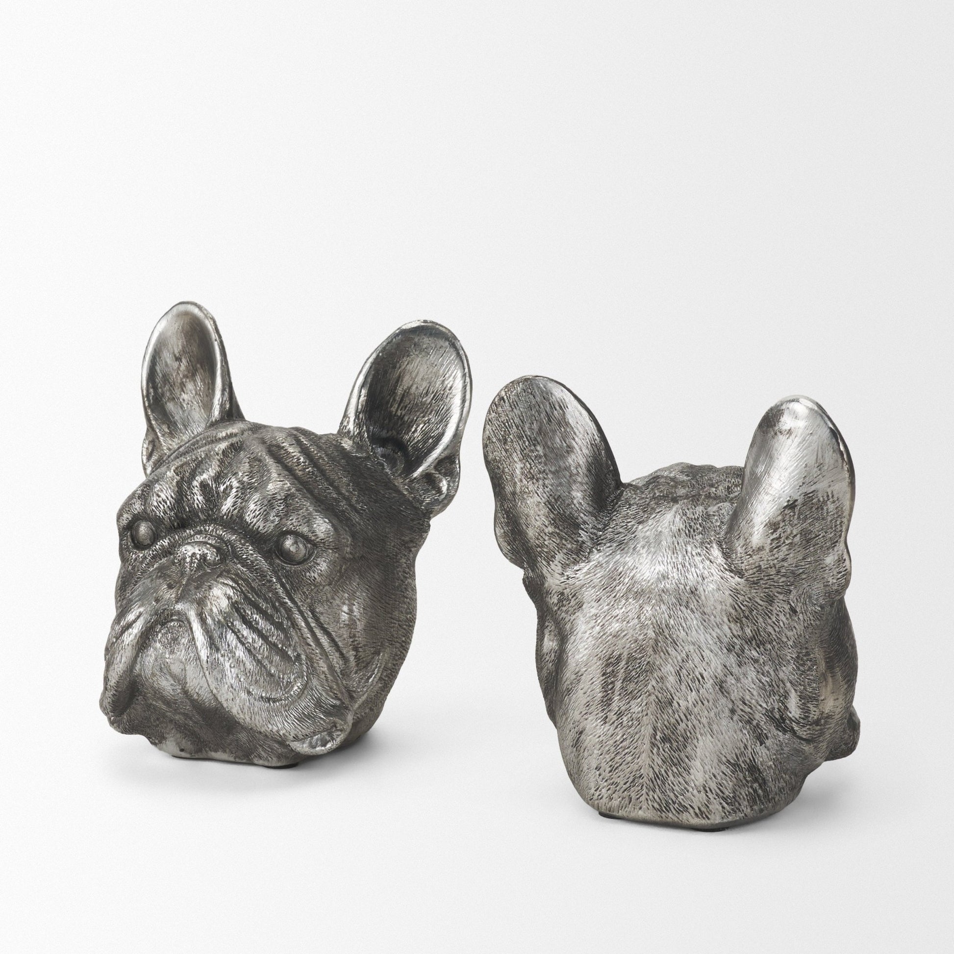 Bruno (Set of 2) 5L x 5W Silver American Bulldog Bookends - Central Designs