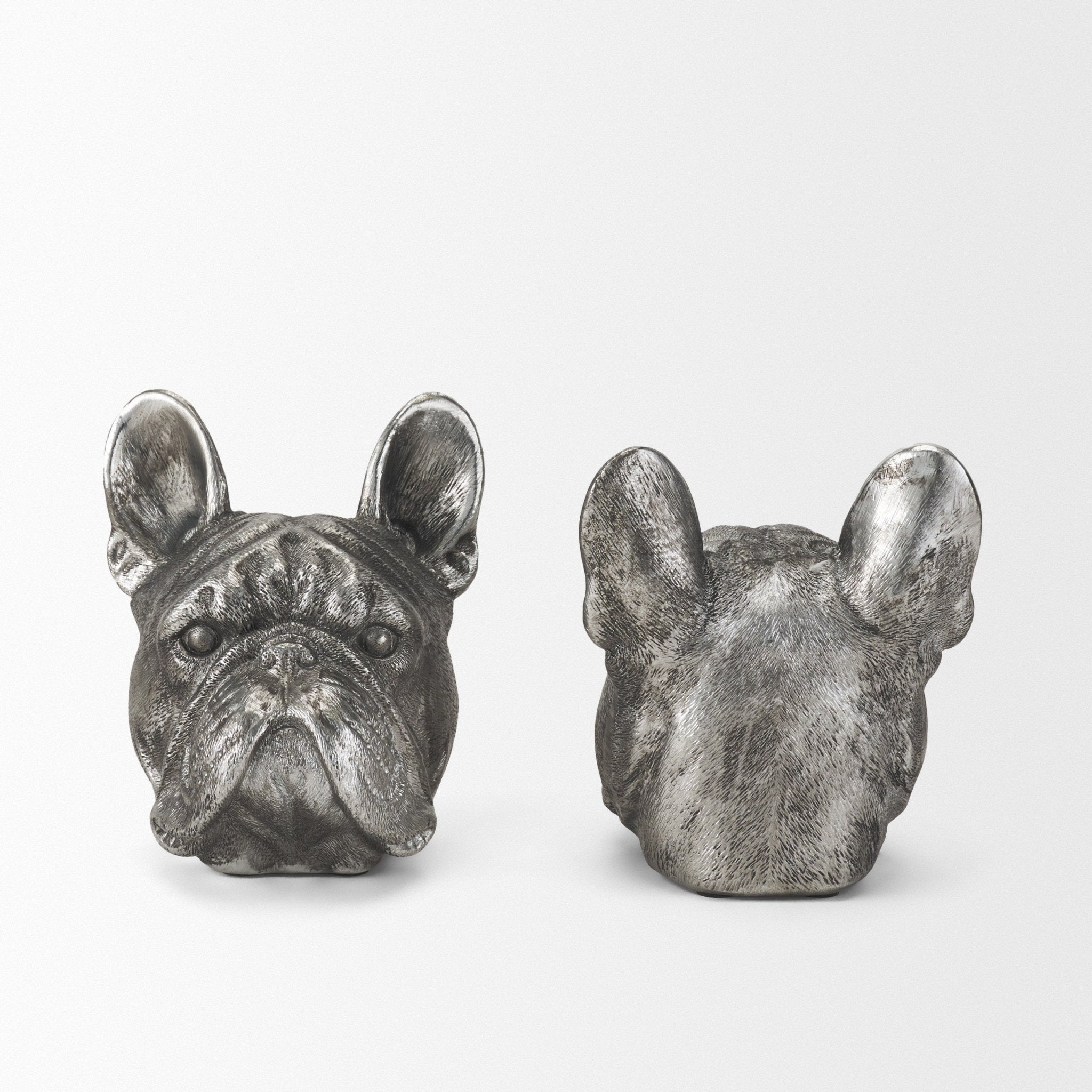 Bruno (Set of 2) 5L x 5W Silver American Bulldog Bookends - Central Designs