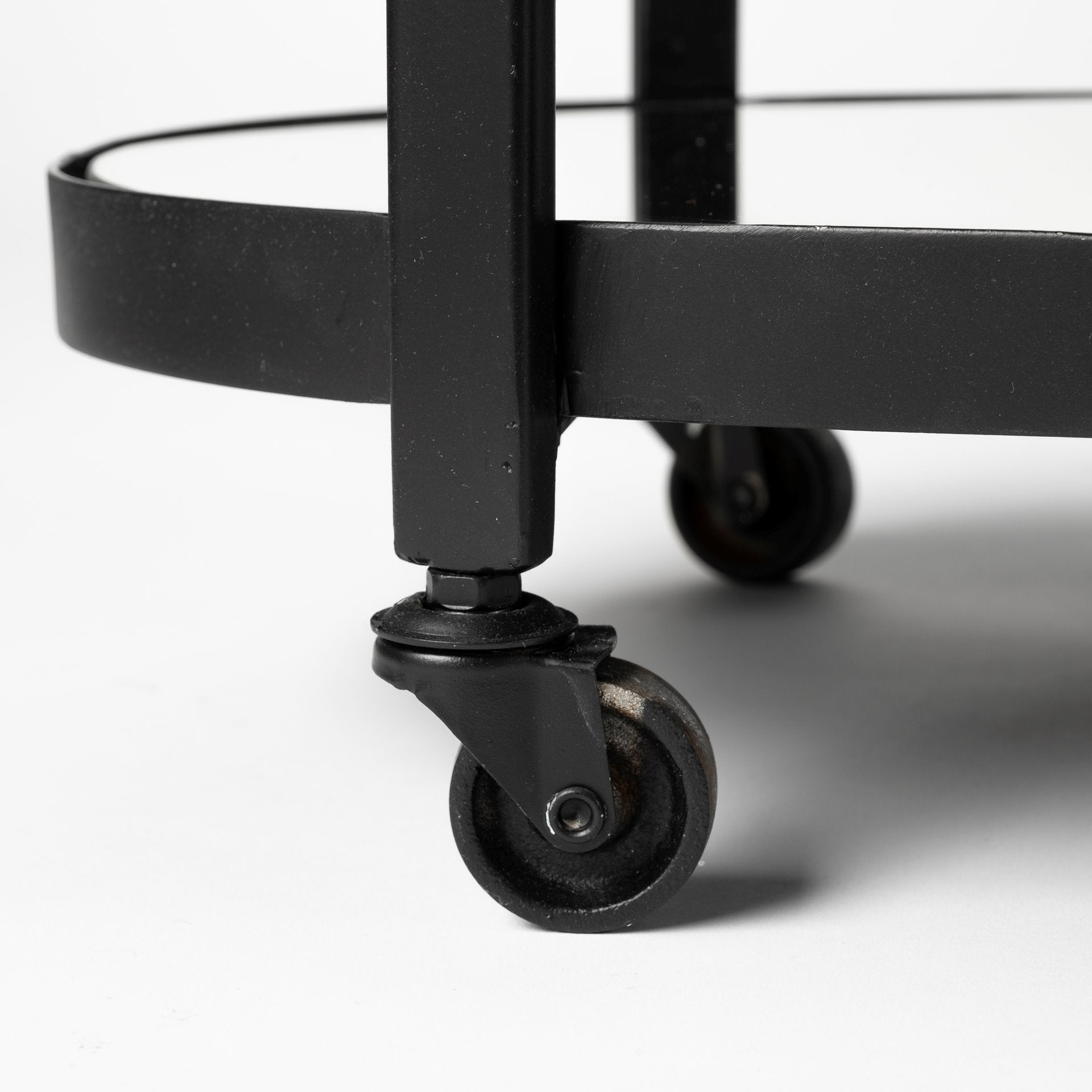 Eleonore Black Metal Frame Two - Tier w/Glass Shelves Bar Cart - Central Designs