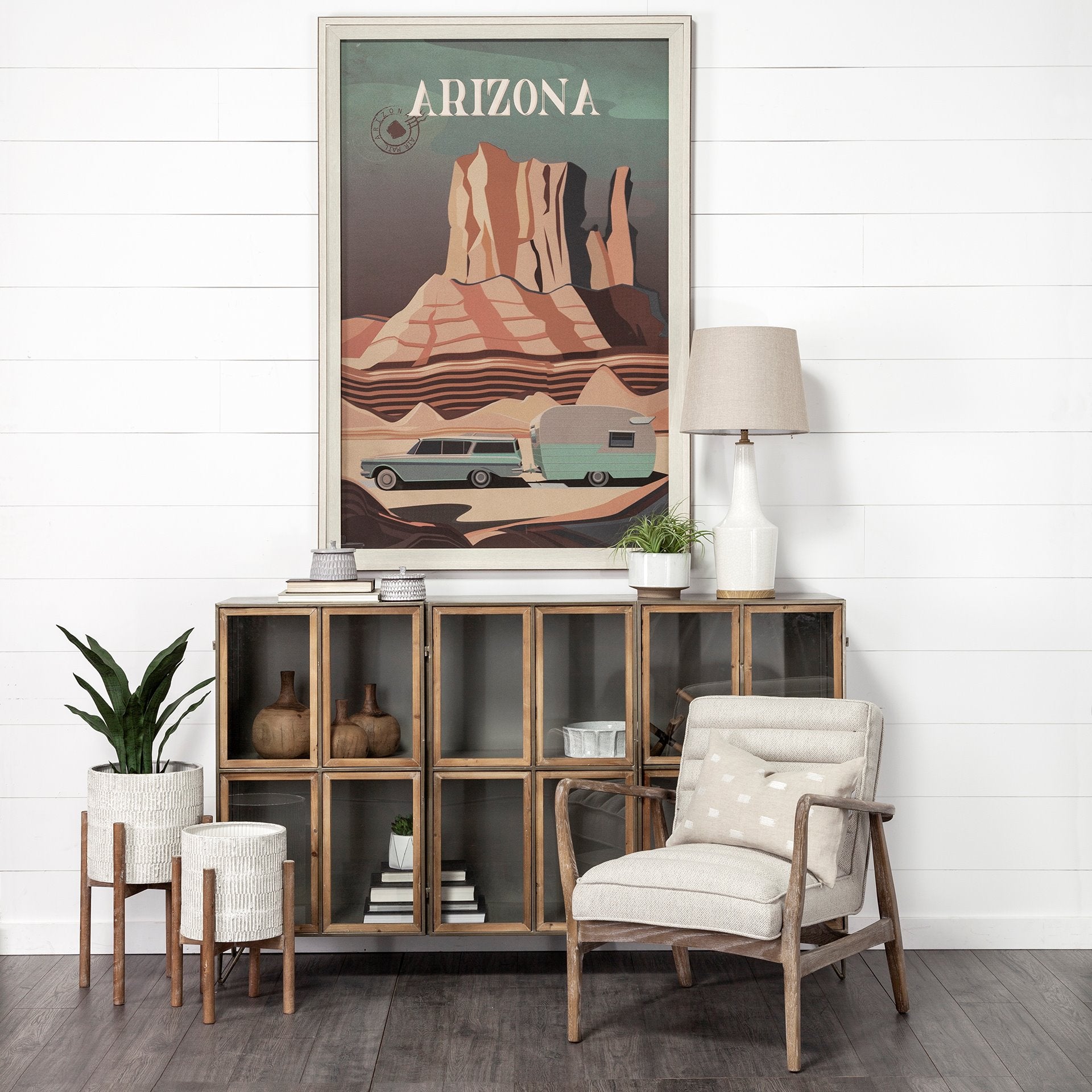 Ajax II Cream Fabric W/ Brown Wooden Frame Accent Chair