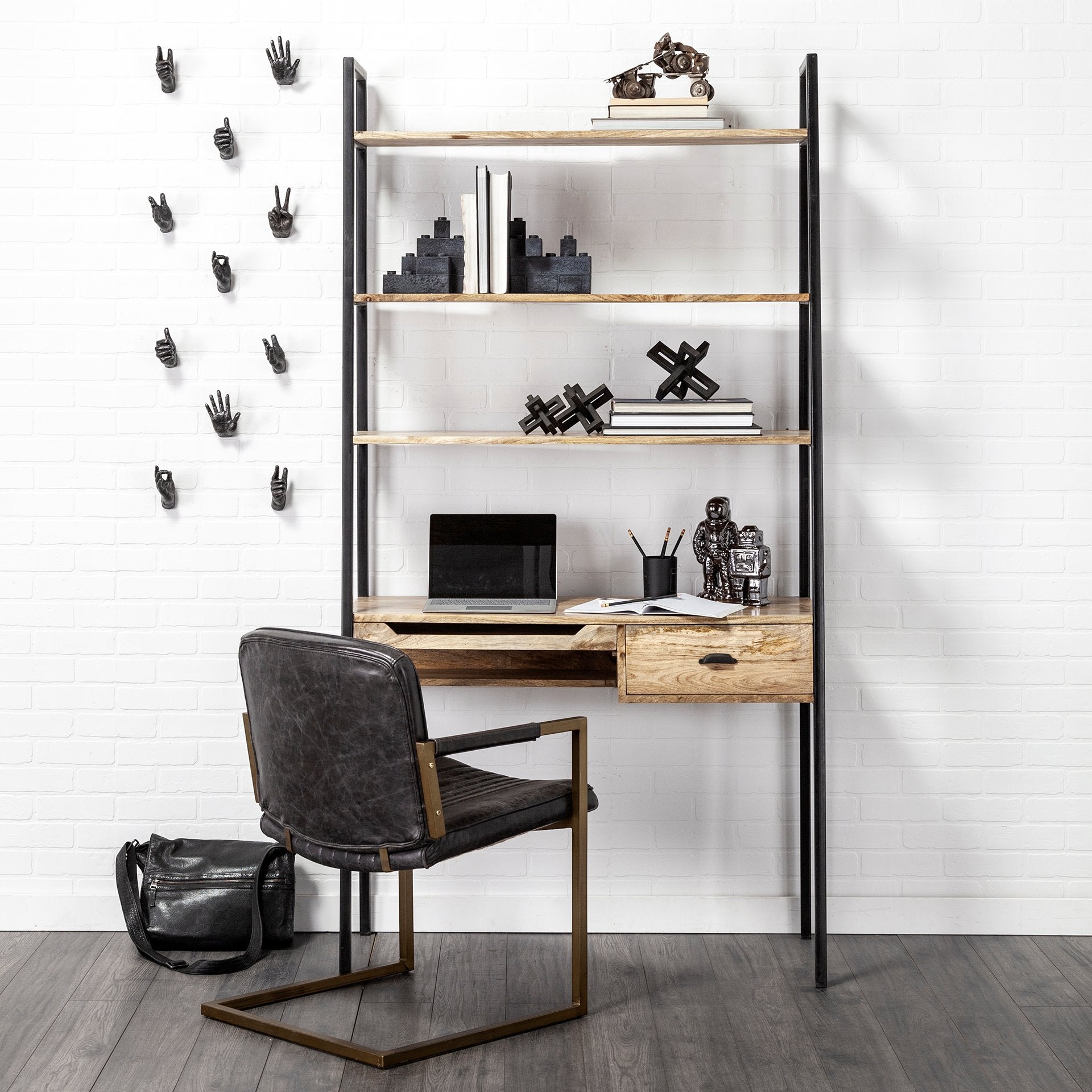 Horner Black Leather Seat w/Metal Frame Dining Chair