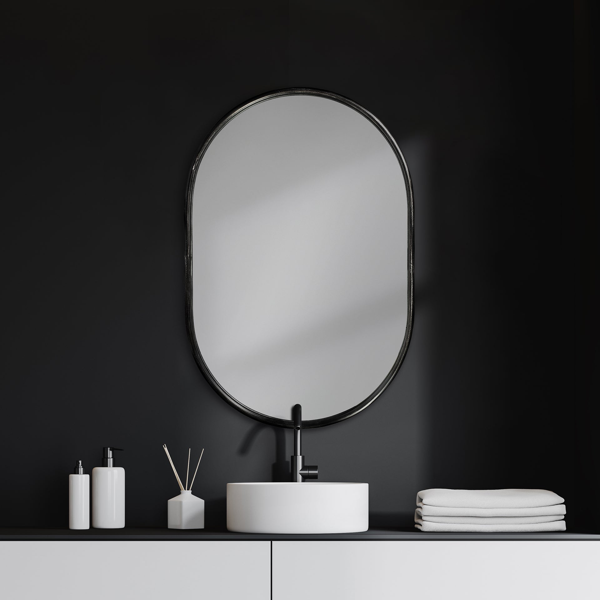 Sylvia II 24"x35" Oval Black Metal Frame Mirror