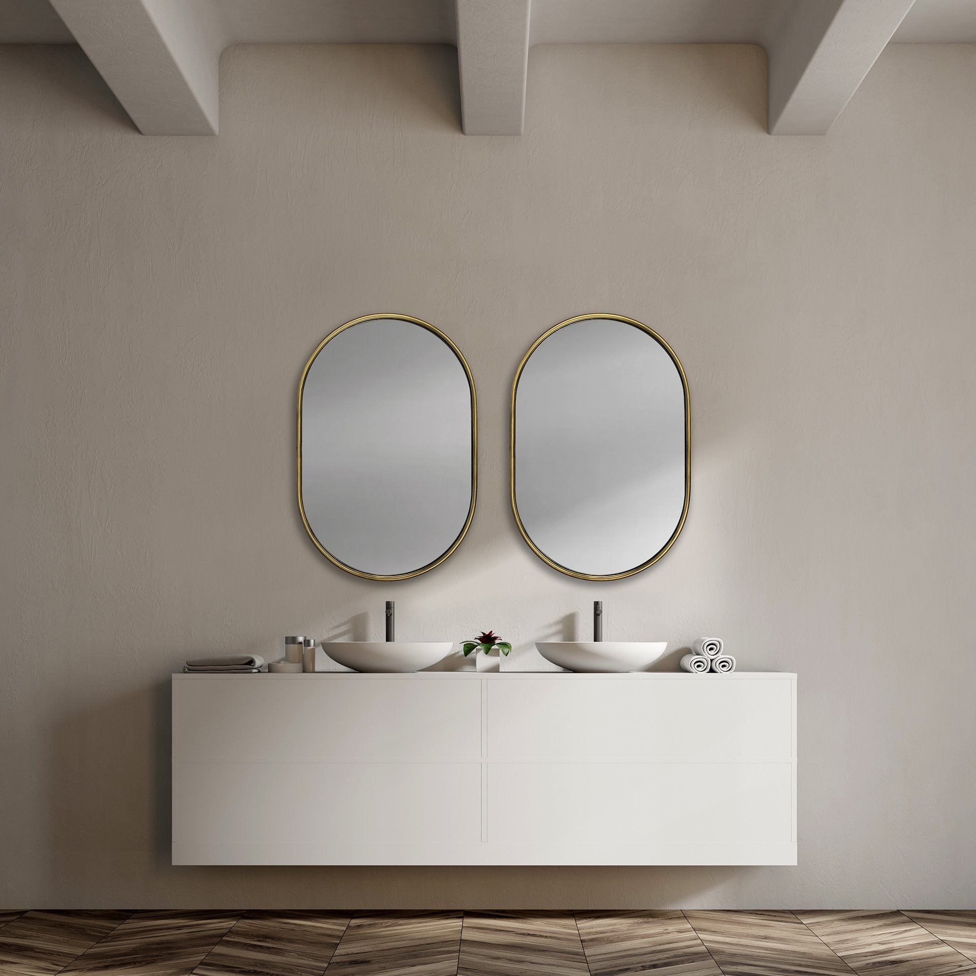 Sylvia I 24L x 35H Oval Gold Metal Frame Wall Mirror