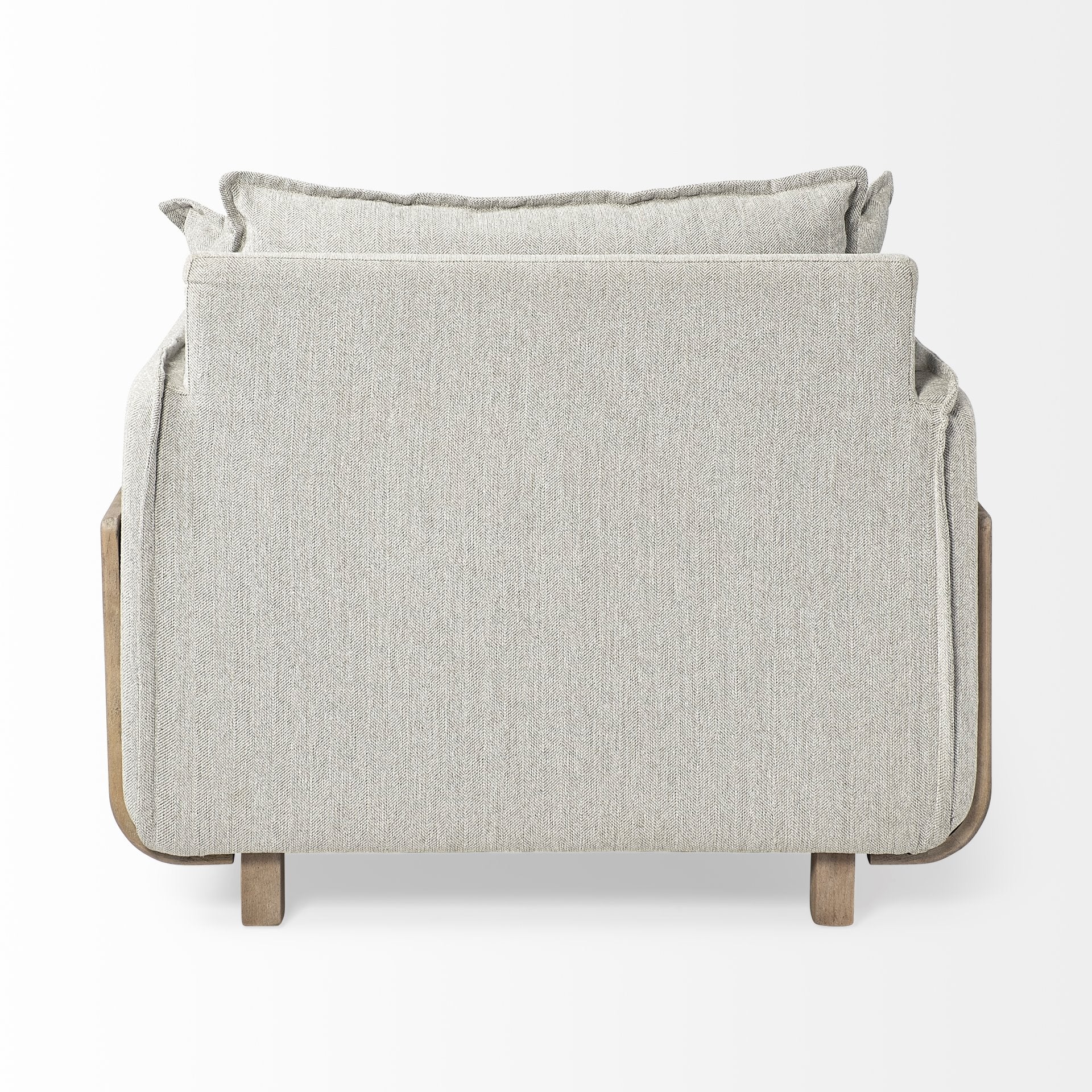 Roy II Frost Gray Upholstered and Brown Wood Frame Arm Chair