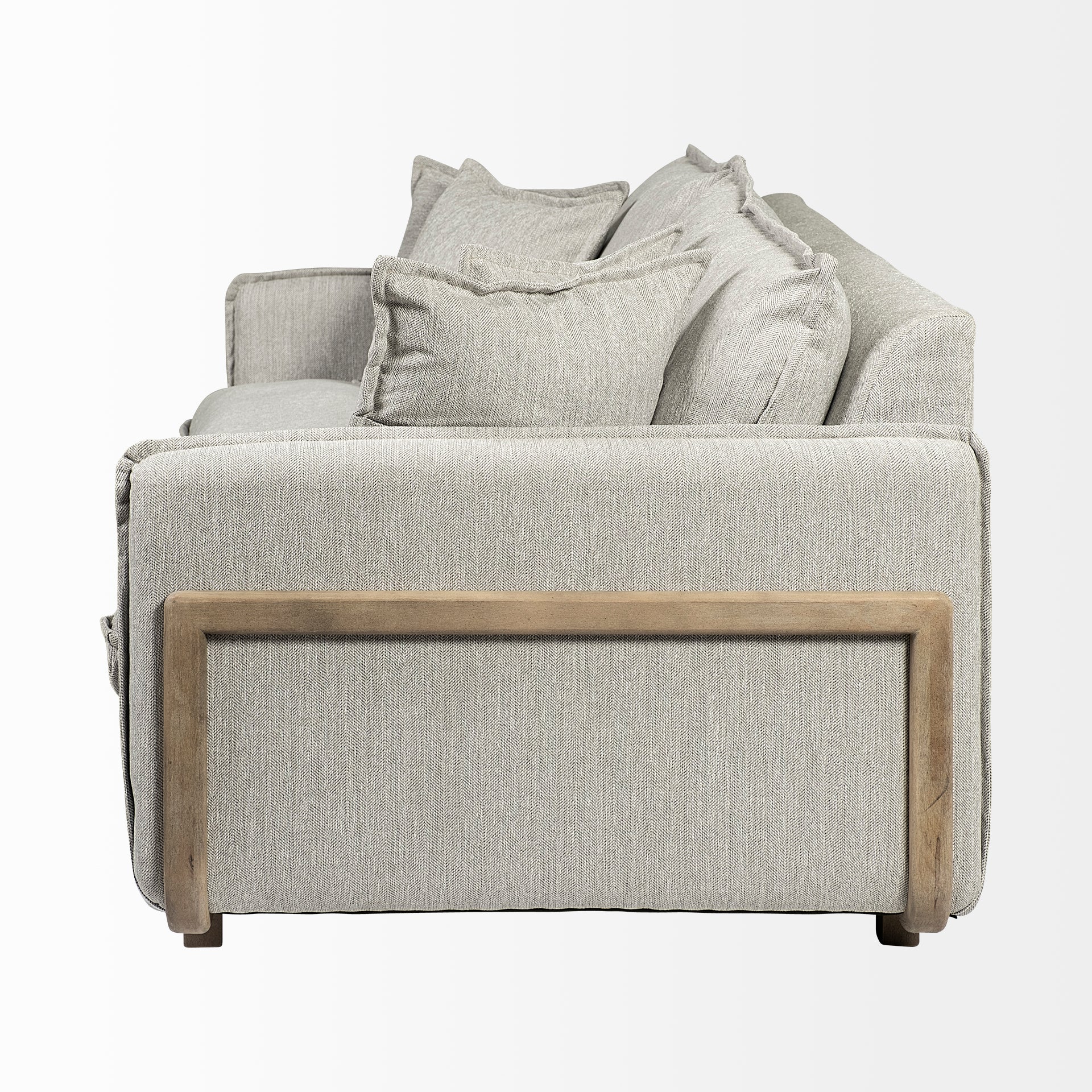Roy I 84" Frost Gray Upholstered Three Seater Sofa