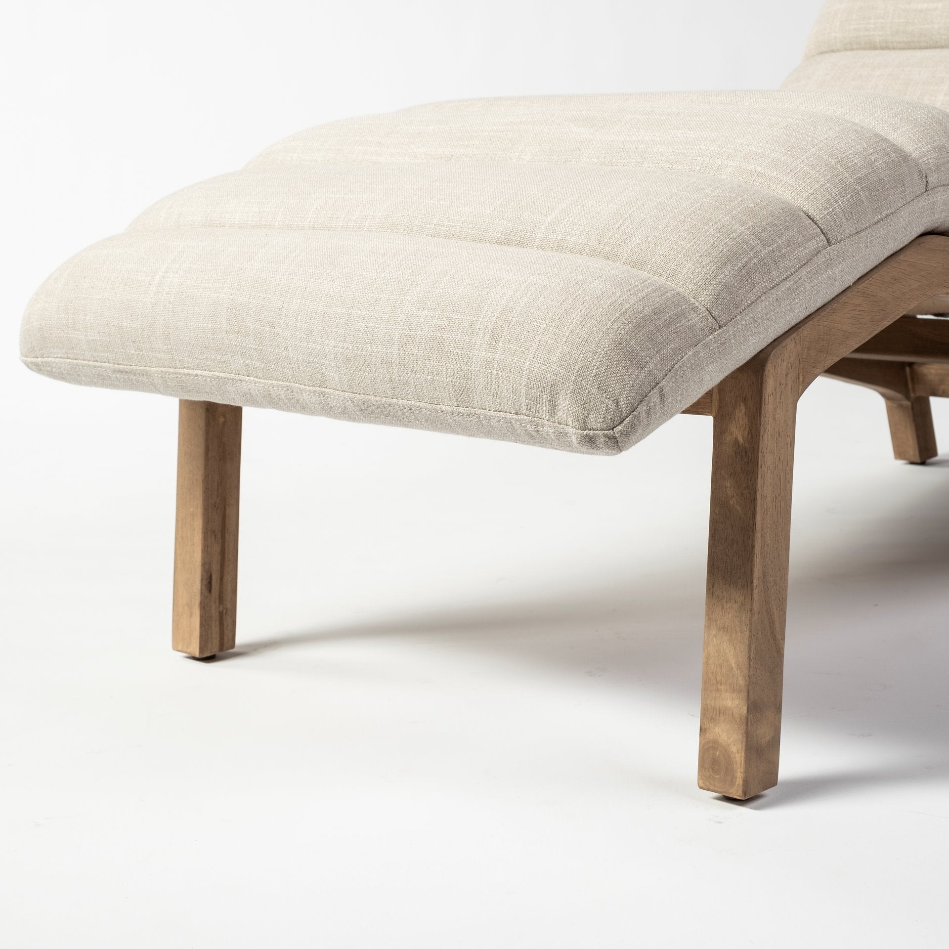 Pierre Beige Fabric Upholstered Armless Chaise Lounge Chair - Central Designs