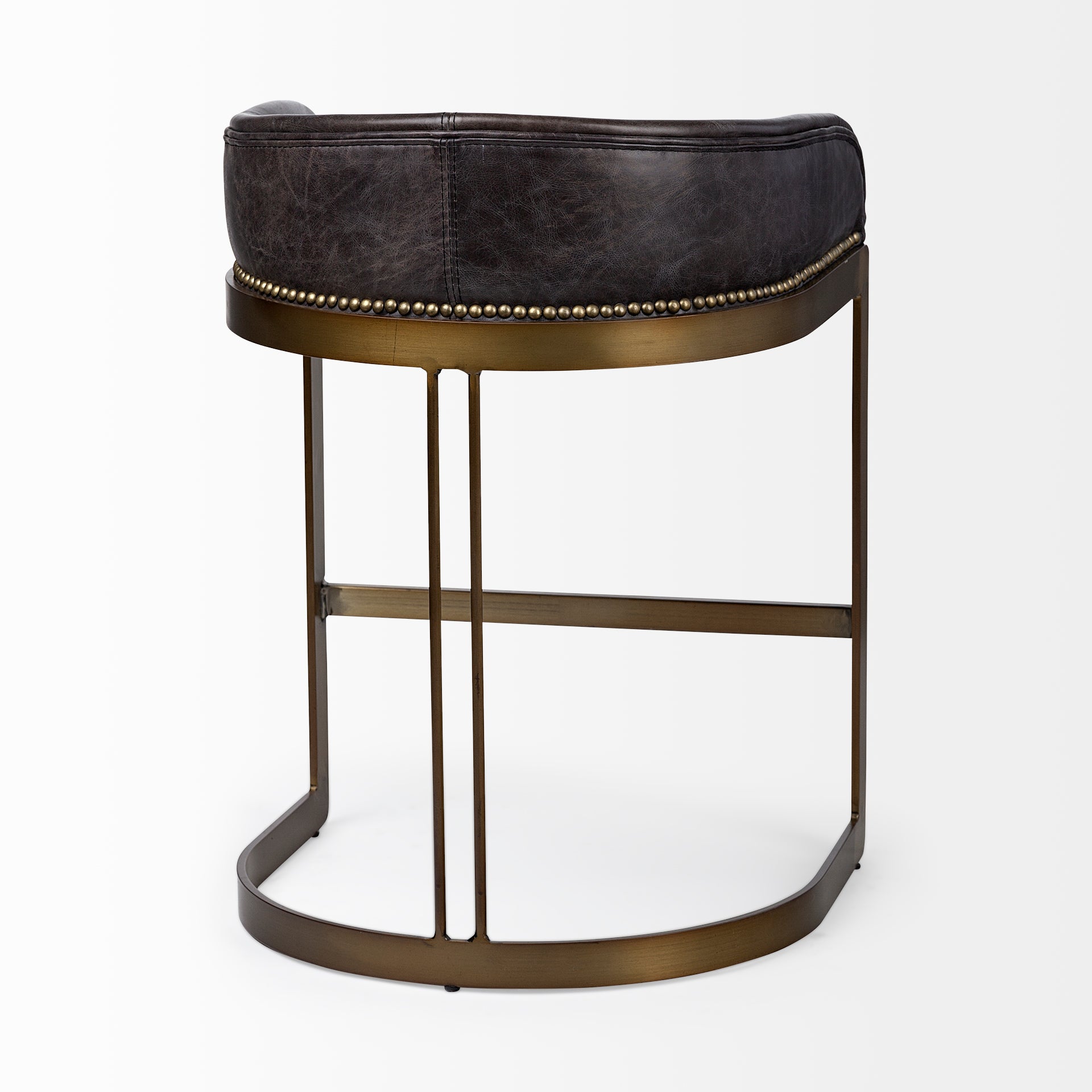 Hollyfield II Black Leather Seat Gold Metal Base Counter Stool - Central Designs