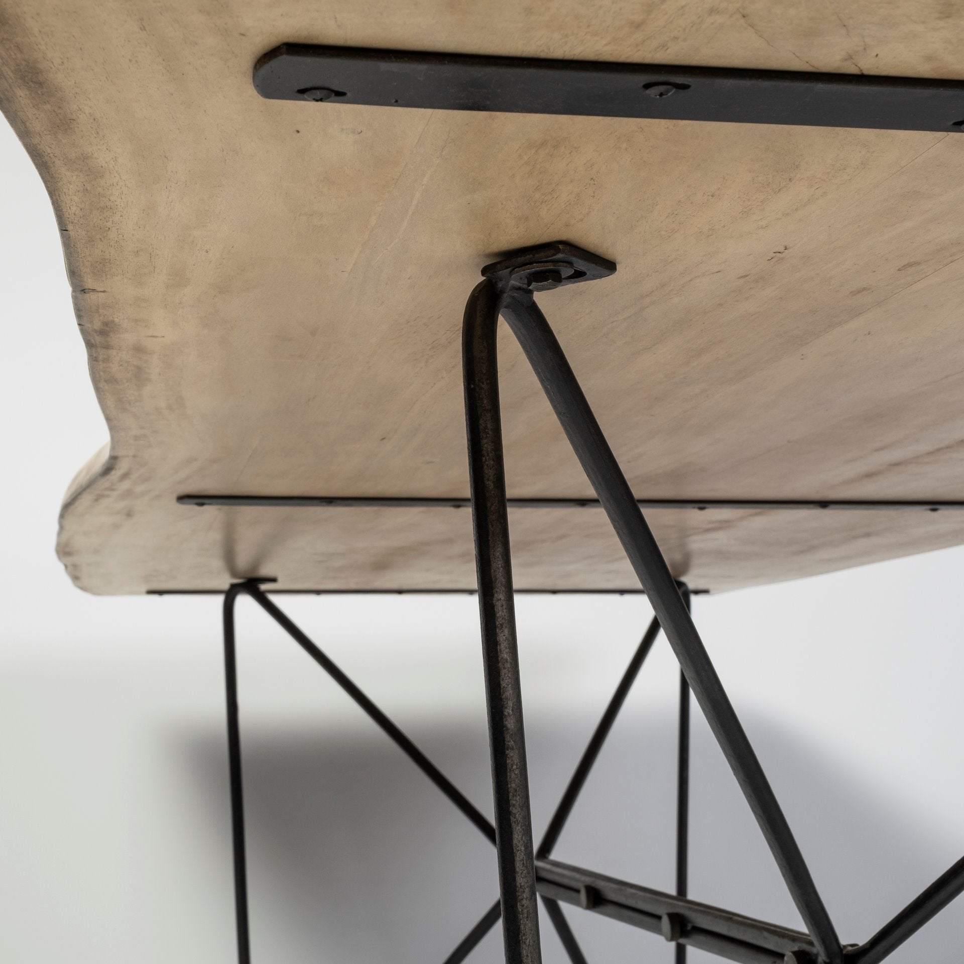 Papillion II 80x40 Rectangular Blonde Live Edge Sold Wood Top Black Metal Base Dining Table - Central Designs