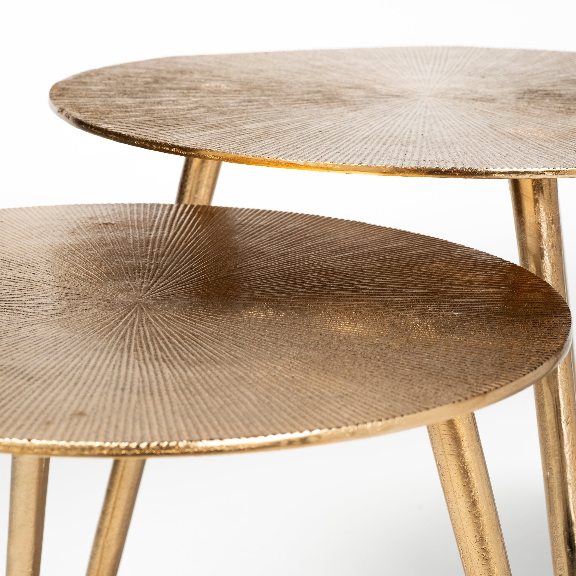 Reva I (Large) 24L x 24W Gold Round Top Cast Aluminum Accent Table - Central Designs