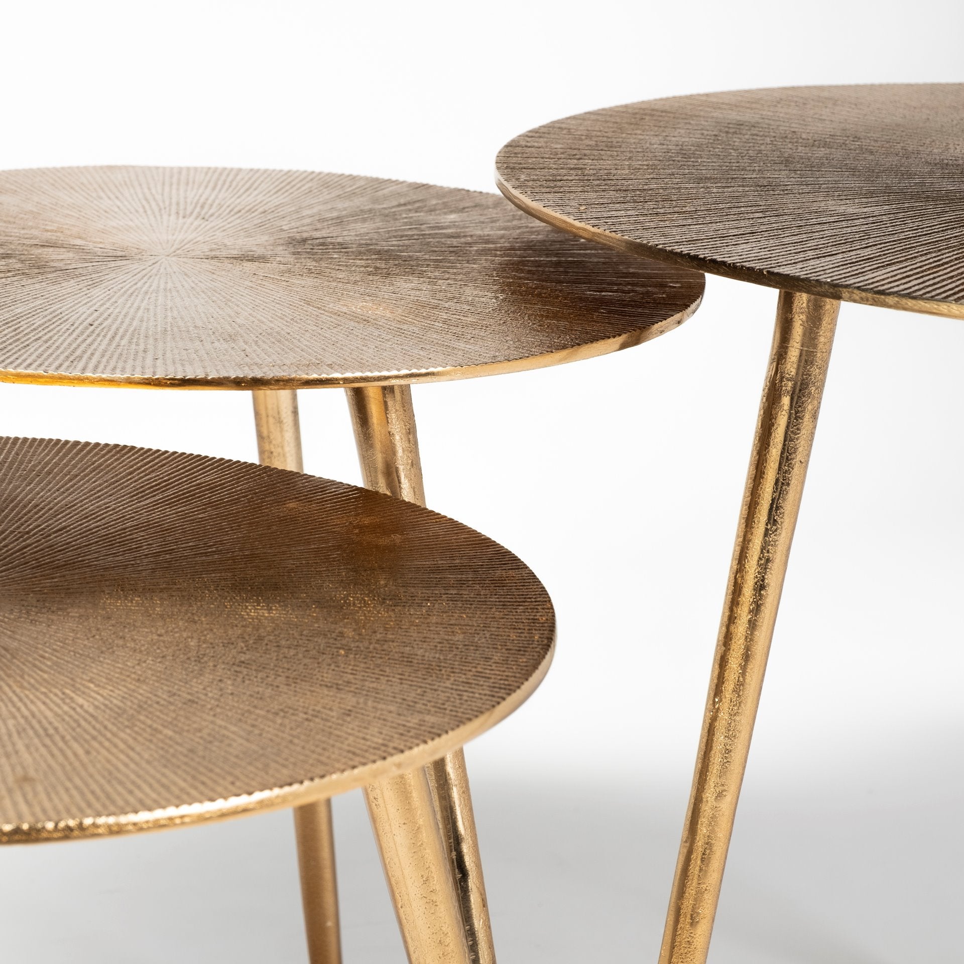 Reva I (Large) 24L x 24W Gold Round Top Cast Aluminum Accent Table - Central Designs