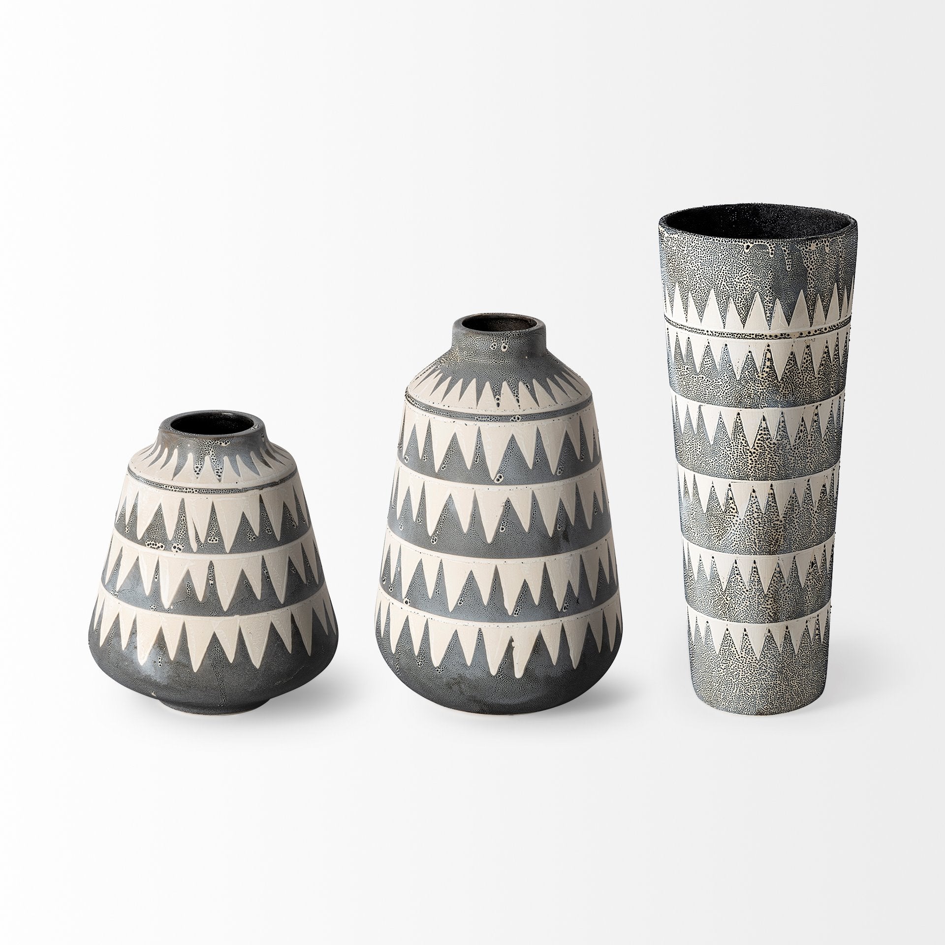 Delaney Tall Gray Patterned Ceramic Vase