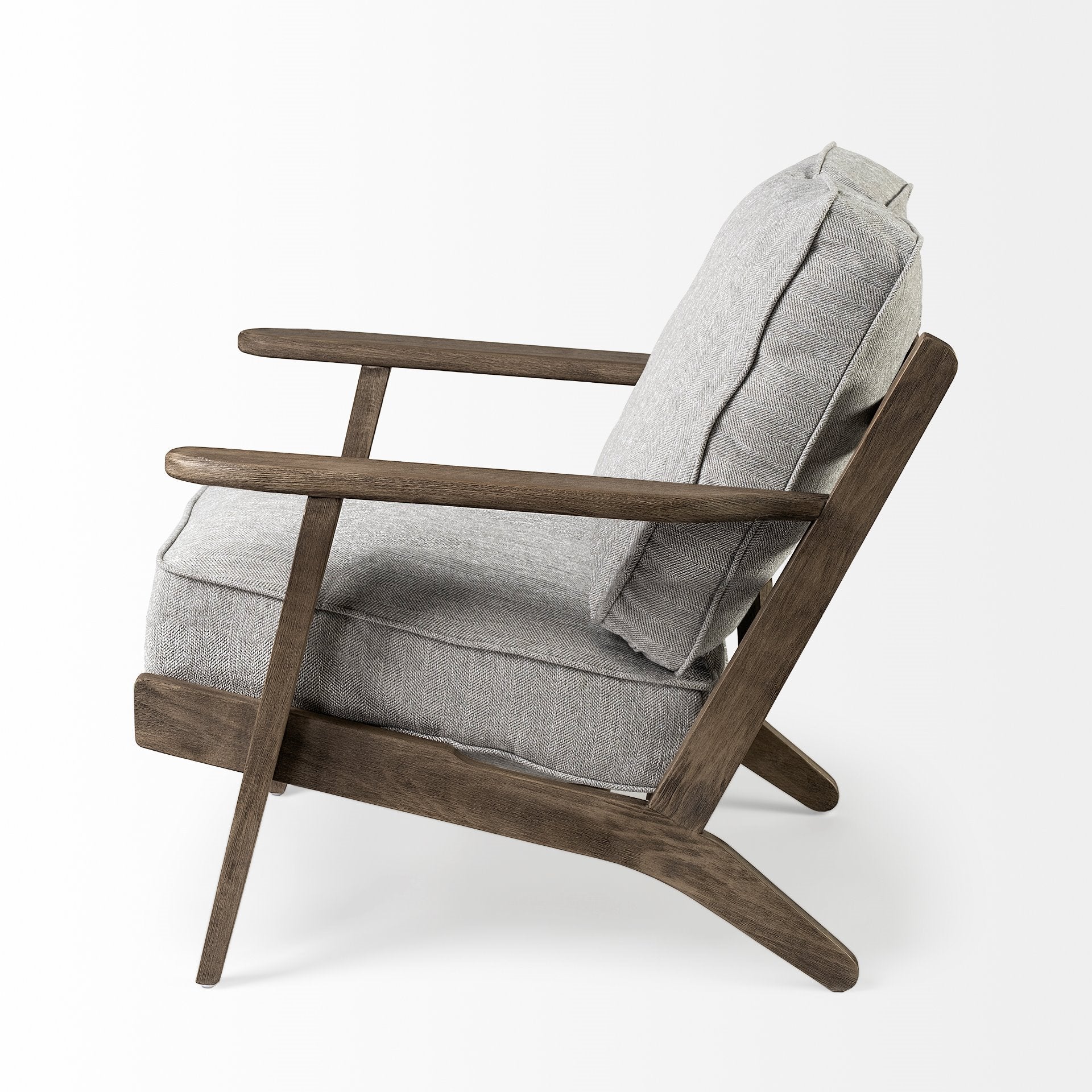 Olympus VI Frost Grey Fabric Wrapped Wooden Frame Accent Chair
