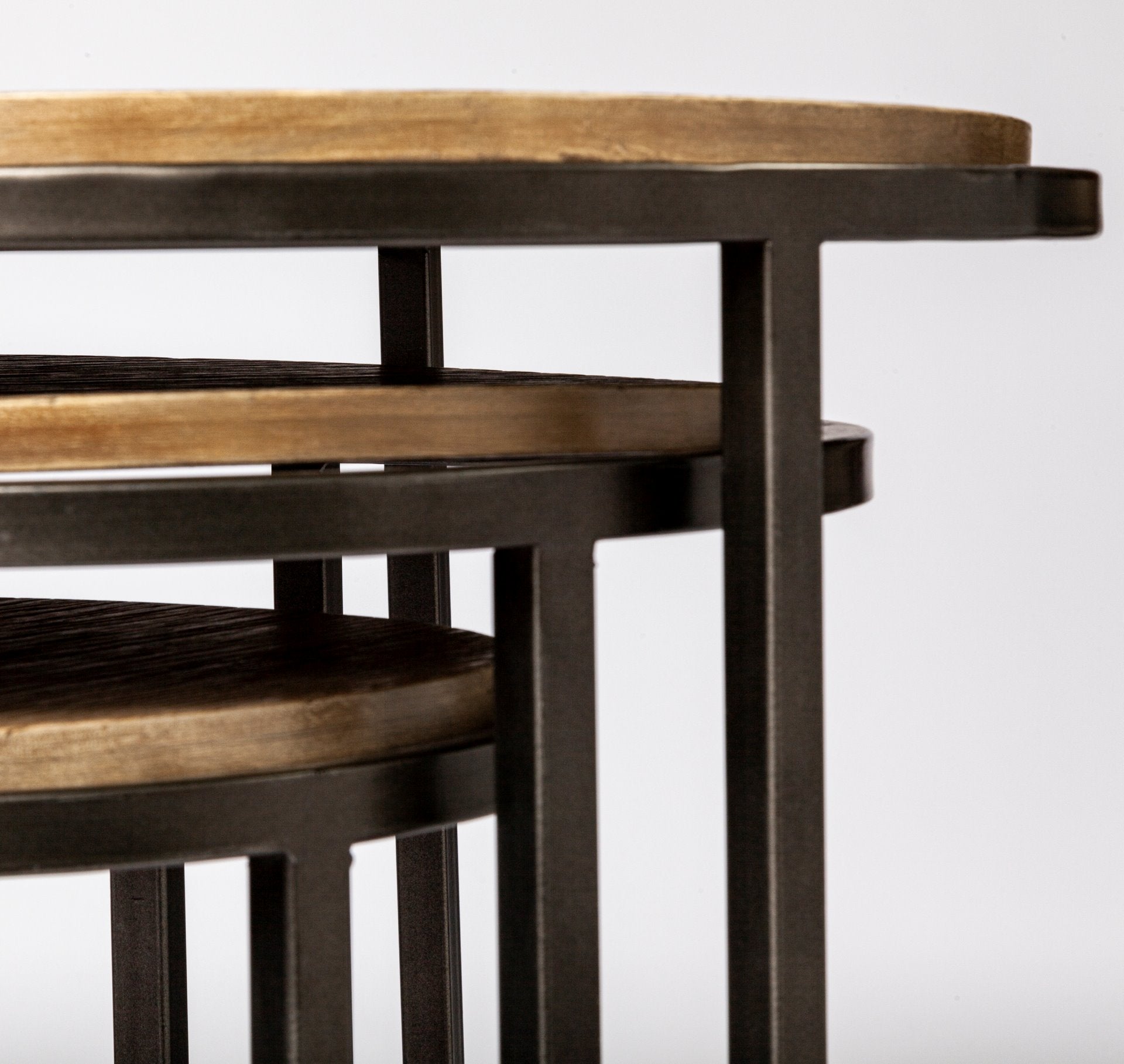 Glover (Set of 3) 20L x 20W Brown Wood Round Top W/Metal Nesting Accent Tables - Central Designs