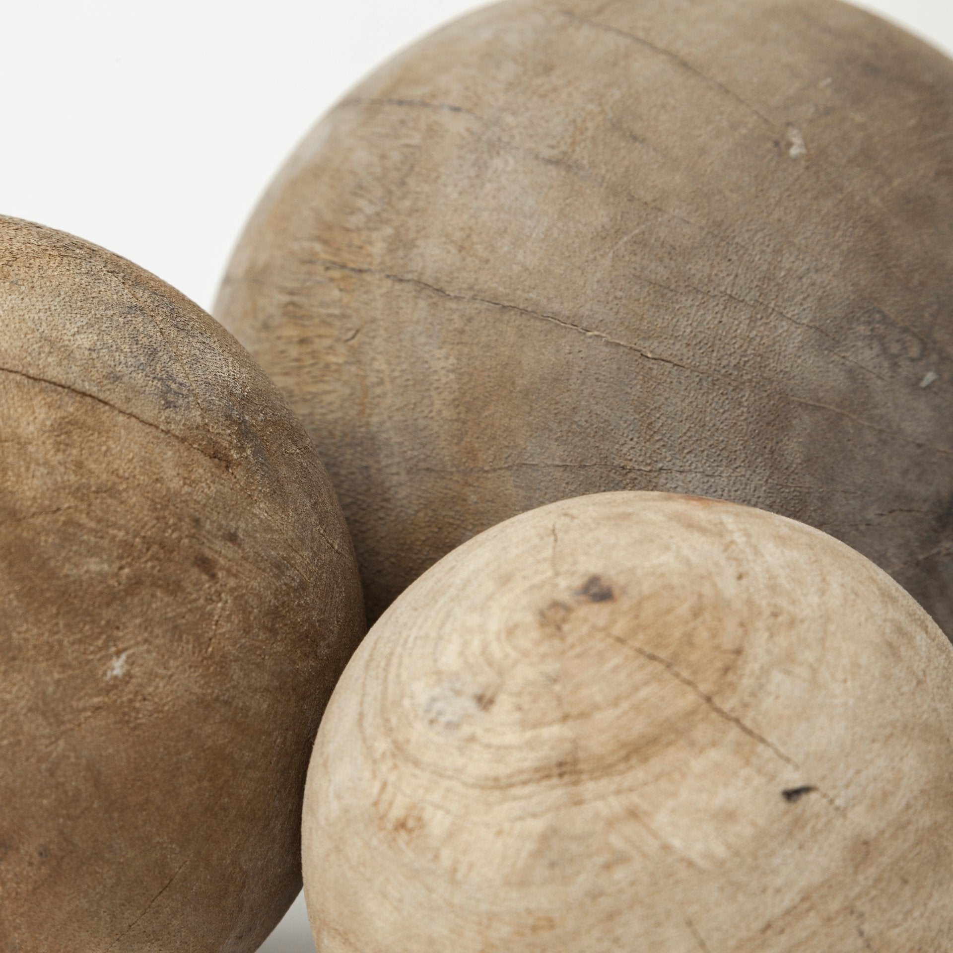 Carrick (Set of 3) Natural Wood Decorative Spheres - Central Designs