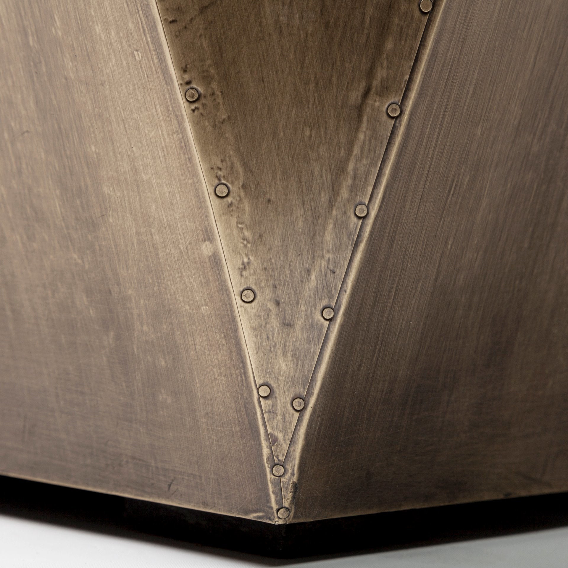 Esagono Octagonal Gold Metal - Clad Reclaimed Wood End/Side Table w/ Storage - Central Designs