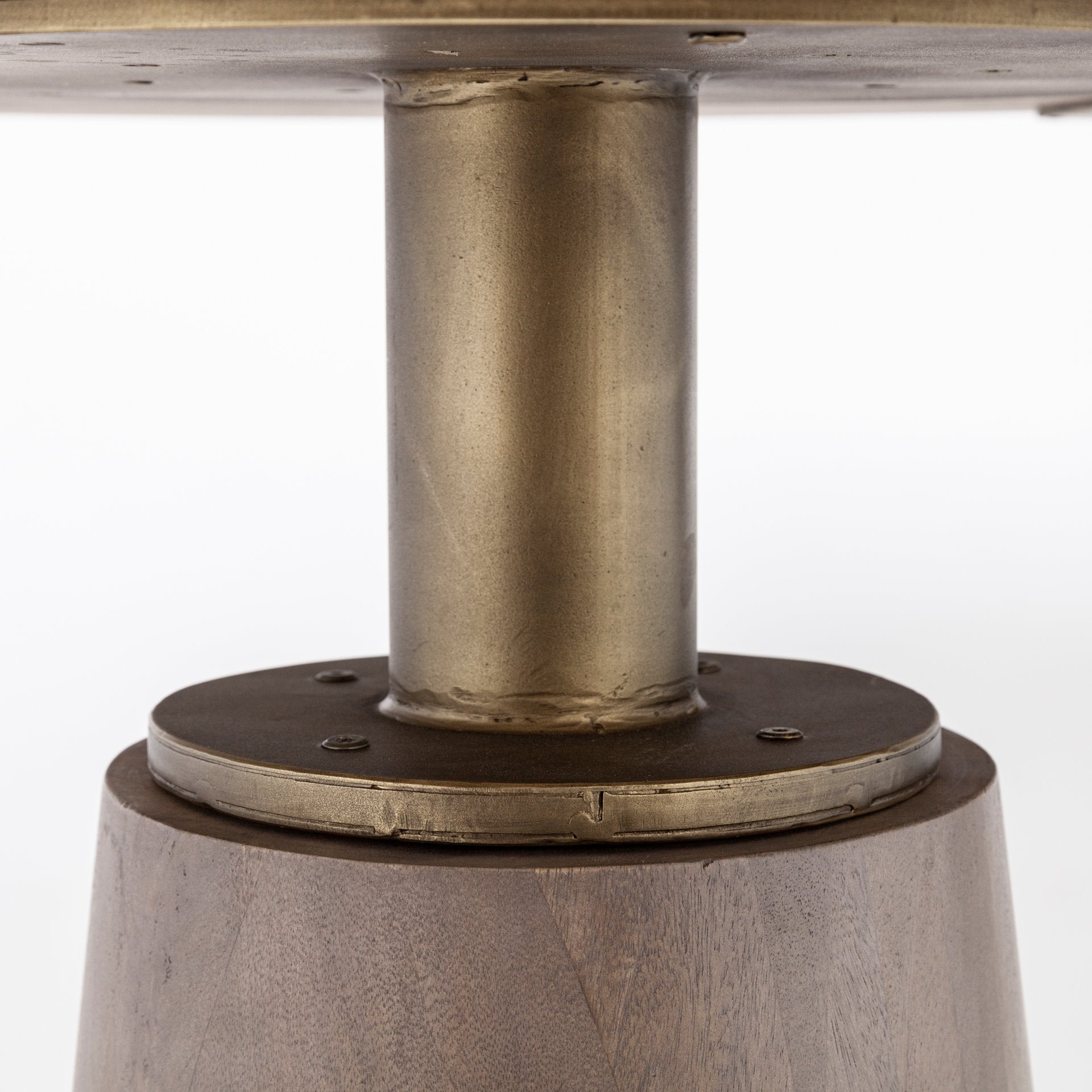 Maxwell II 54" Round Brown Solid Wood Top Brown Wood/Gold Metal Base Dining Table - Central Designs