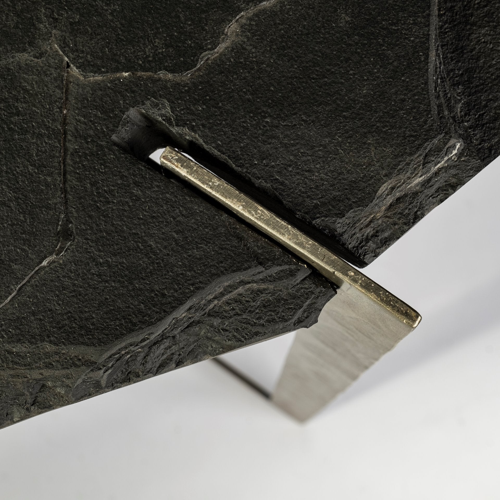 Shale III 50L x 20W Black Live - Edge Slate and Iron Console Table - Central Designs