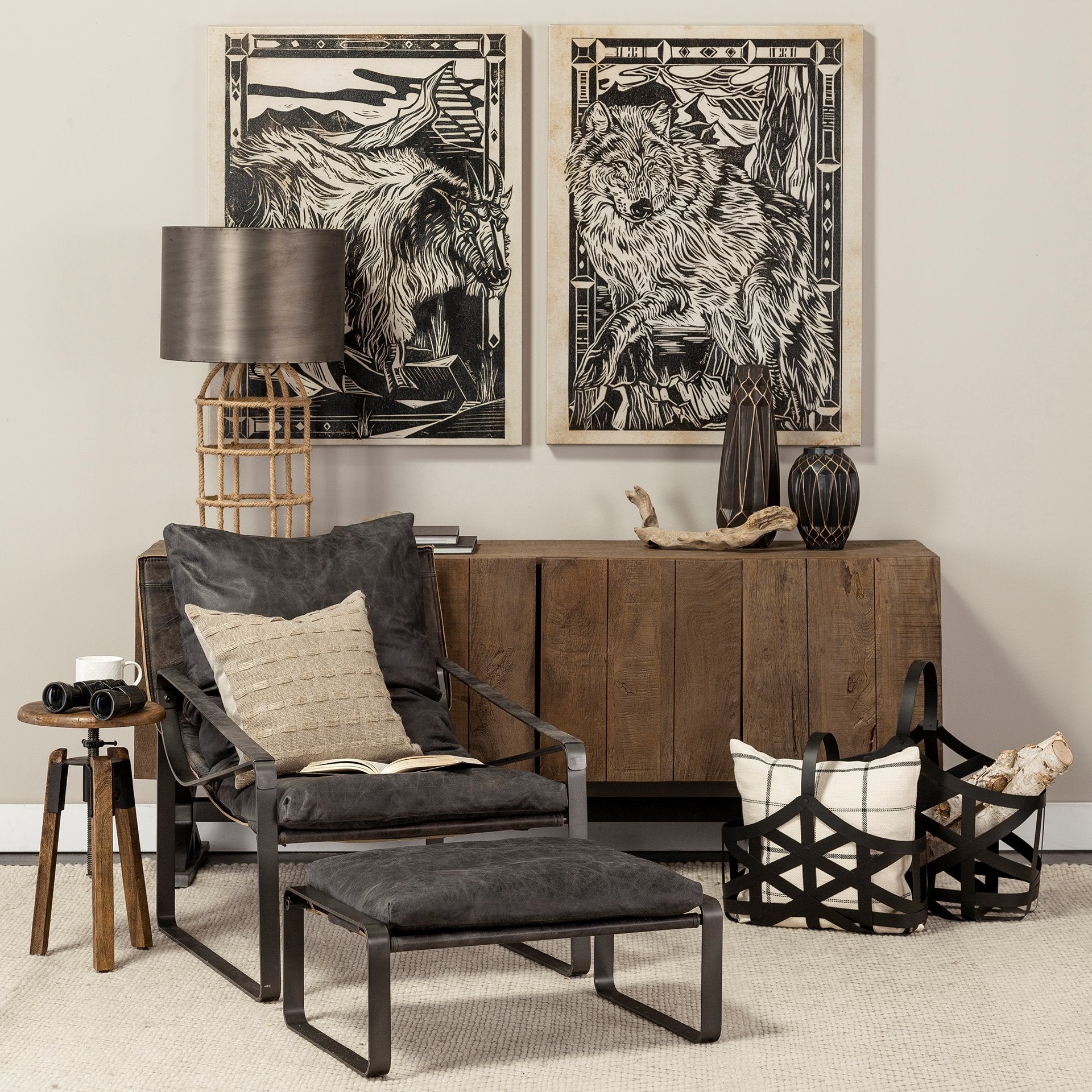 Hornet II Black Leather Body Metal Frame Accent Chair